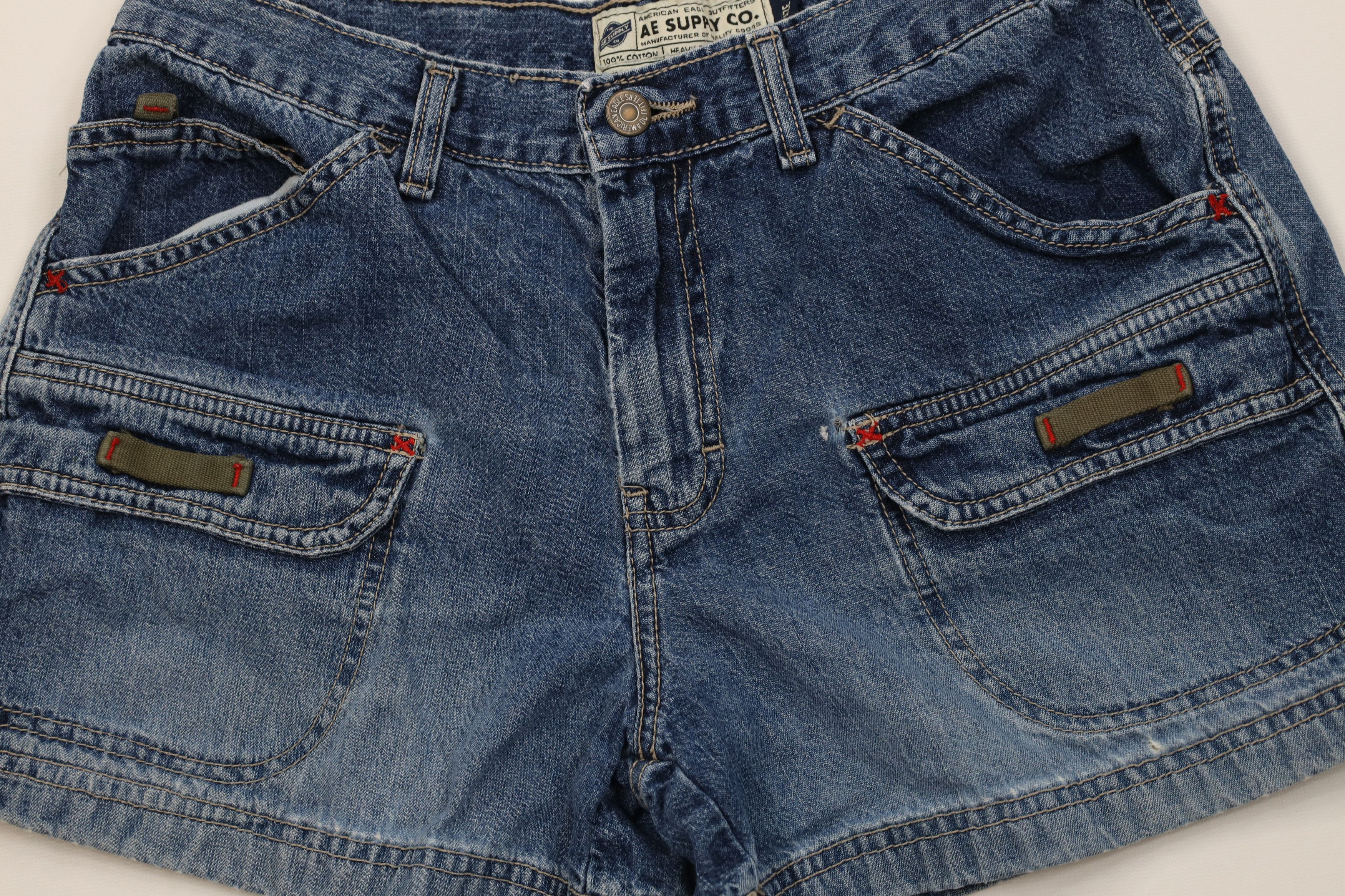 American Eagle Outfitters Vintage 90s American Eagle Workwear Denim Cargo Shorts Size 27" / US 4 / IT 40 - 3 Thumbnail