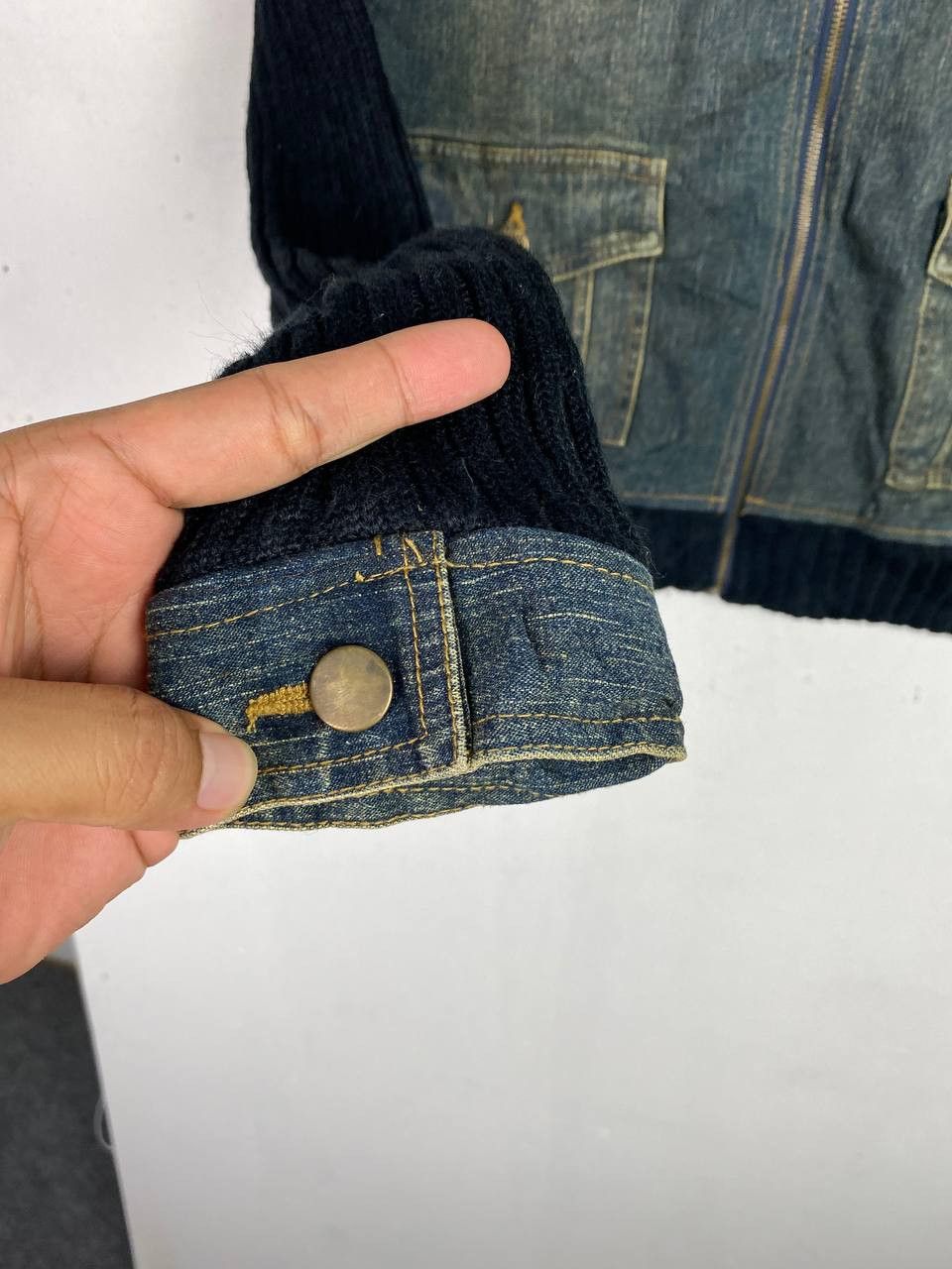 Japanese Brand vintage japanese brands denim jacket knitted sleeves Size M / US 6-8 / IT 42-44 - 4 Thumbnail