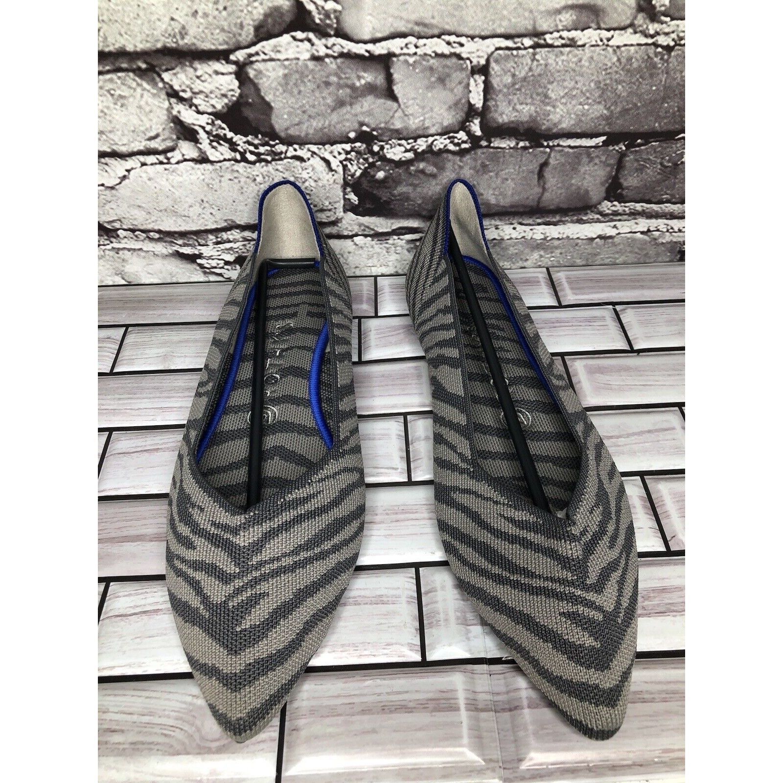 Other Rothy’s The Point Retired Grey Zebra Fabric Stripe Flats Wom Size US 9.5 / IT 39.5 - 19 Thumbnail