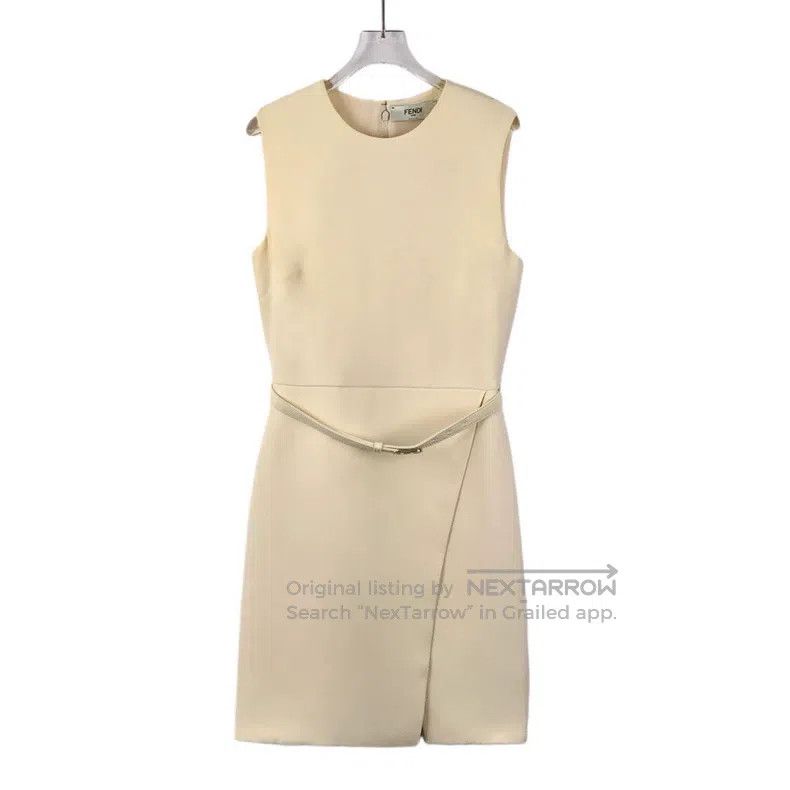 Fendi Fendi Beige Belt Merino Wool Round Neck Sleeveless Dress Size XS / US 0-2 / IT 36-38 - 1 Thumbnail