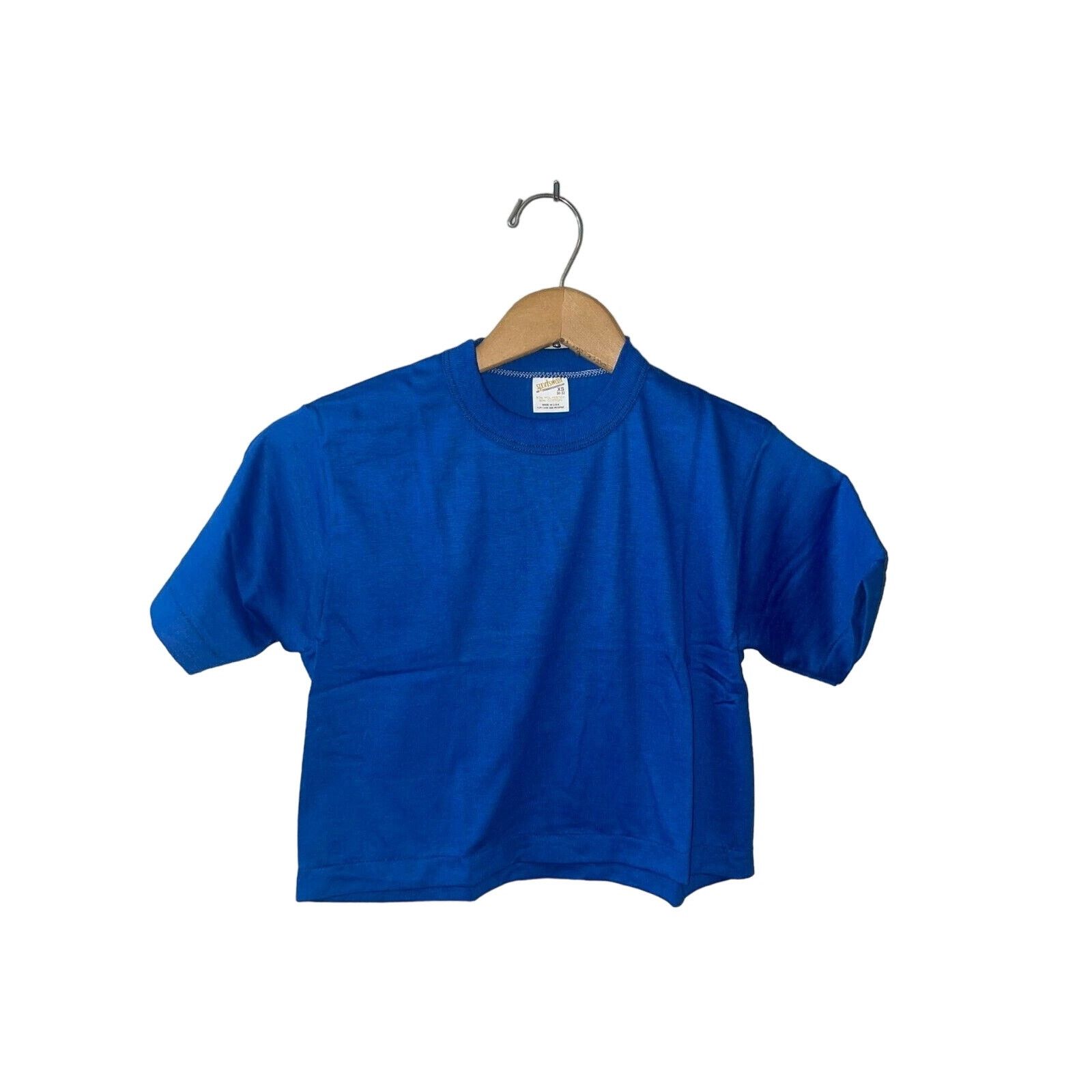Vintage 1980s Vintage Sportswear Blue Blank Crop Top XS X-Small Size XS / US 0-2 / IT 36-38 - 1 Thumbnail
