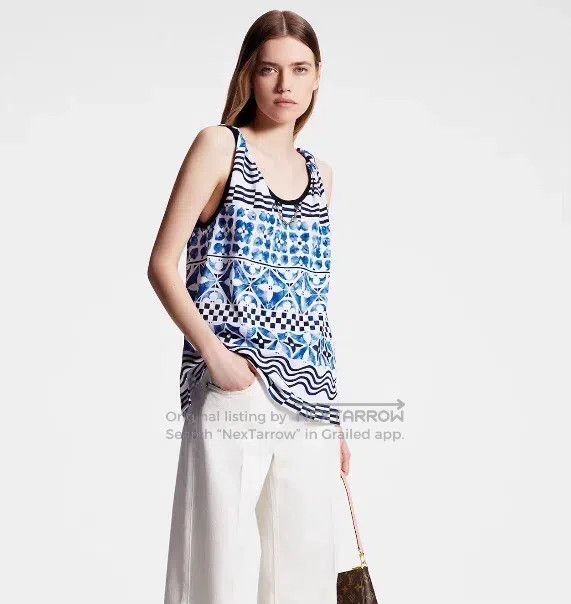 Louis Vuitton Louis Vuitton 23 blue striped logo cotton camisole vest Size L / US 10 / IT 46 - 9 Thumbnail