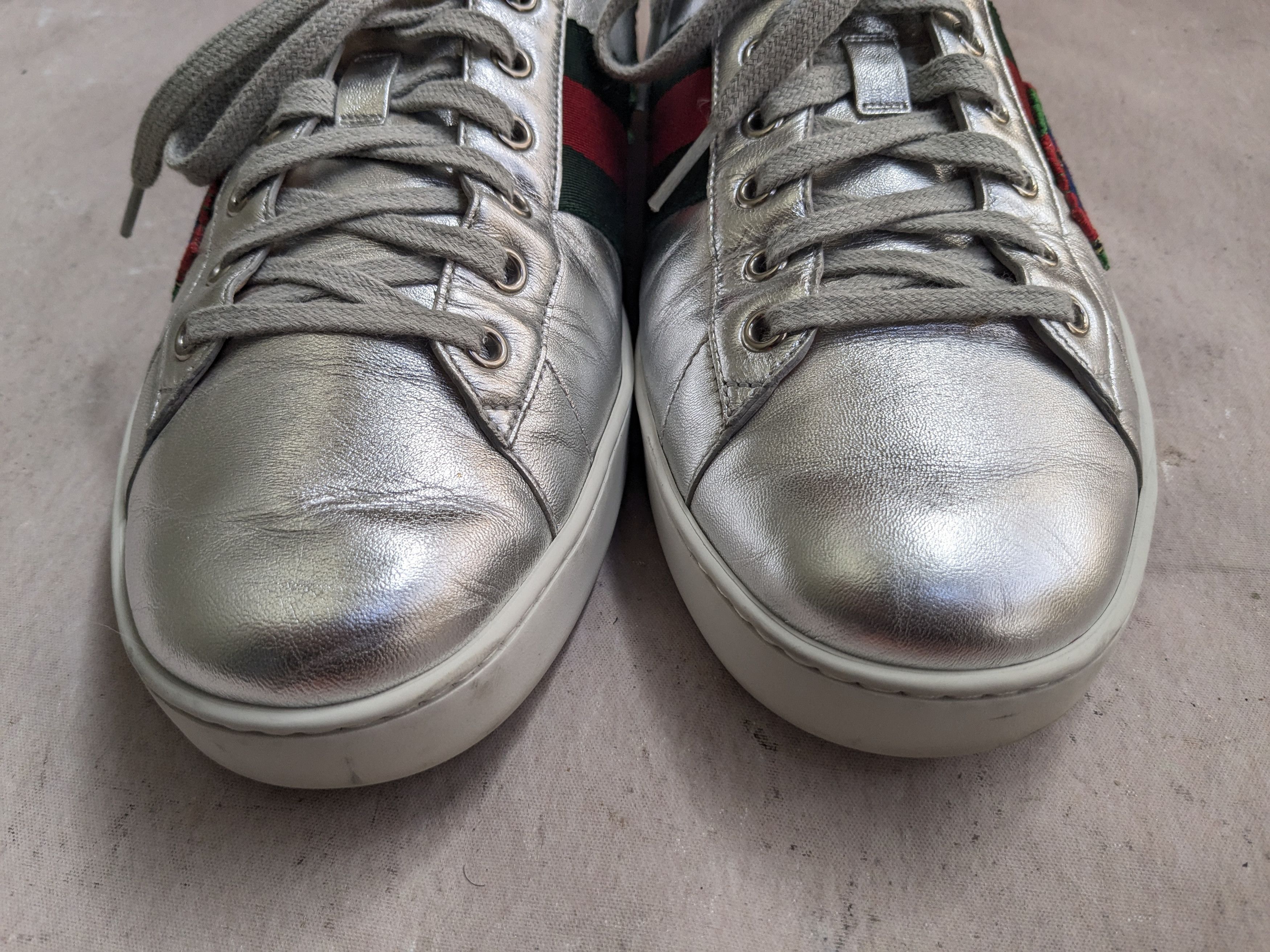 Gucci Gucci Ace Silver Dragon Sneakers 11.5 Leather Low 473765 Size US 11.5 / EU 44-45 - 2 Thumbnail