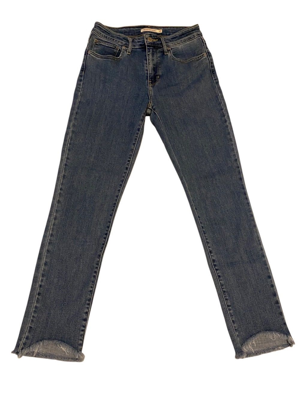 Levi's Levis 721 High Rise Skinny Jeans Fringe Cuff Western Boho Size 27" / US 4 / IT 40 - 1 Thumbnail