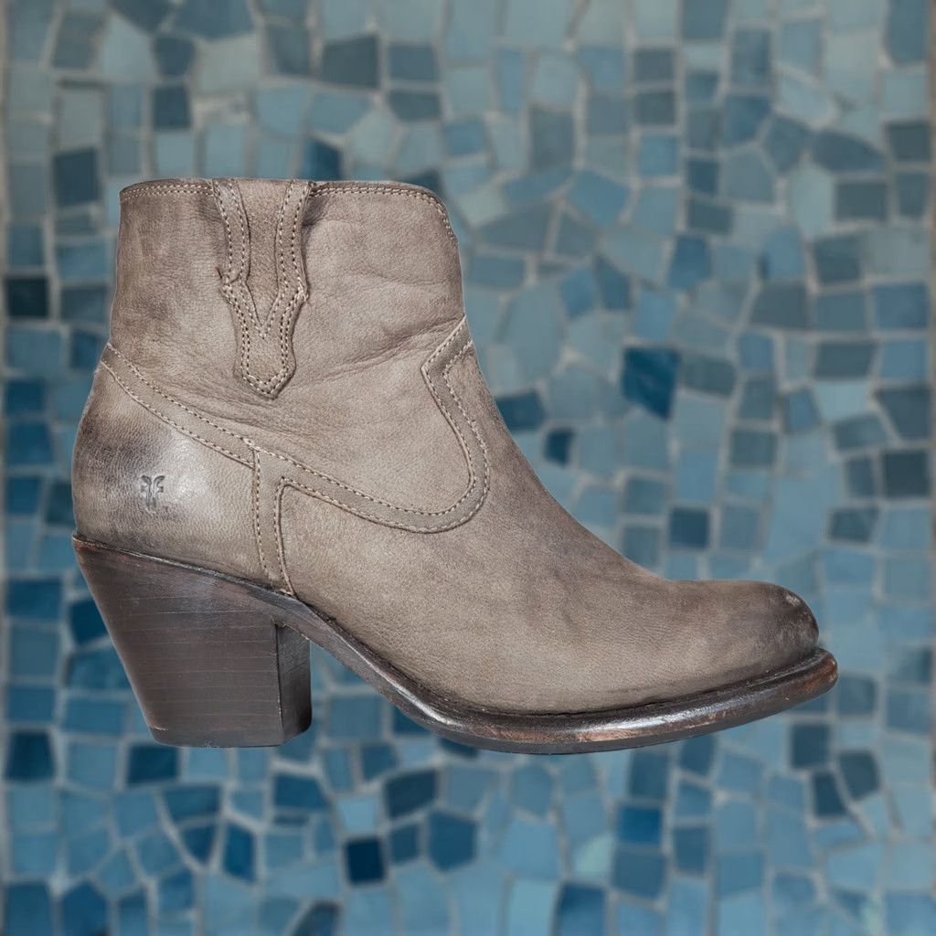 Frye Frye Tie Womens Gray Lillian Nubuck Western Ankle Booties Block Heel Women Size US 9 / IT 39 - 1 Thumbnail