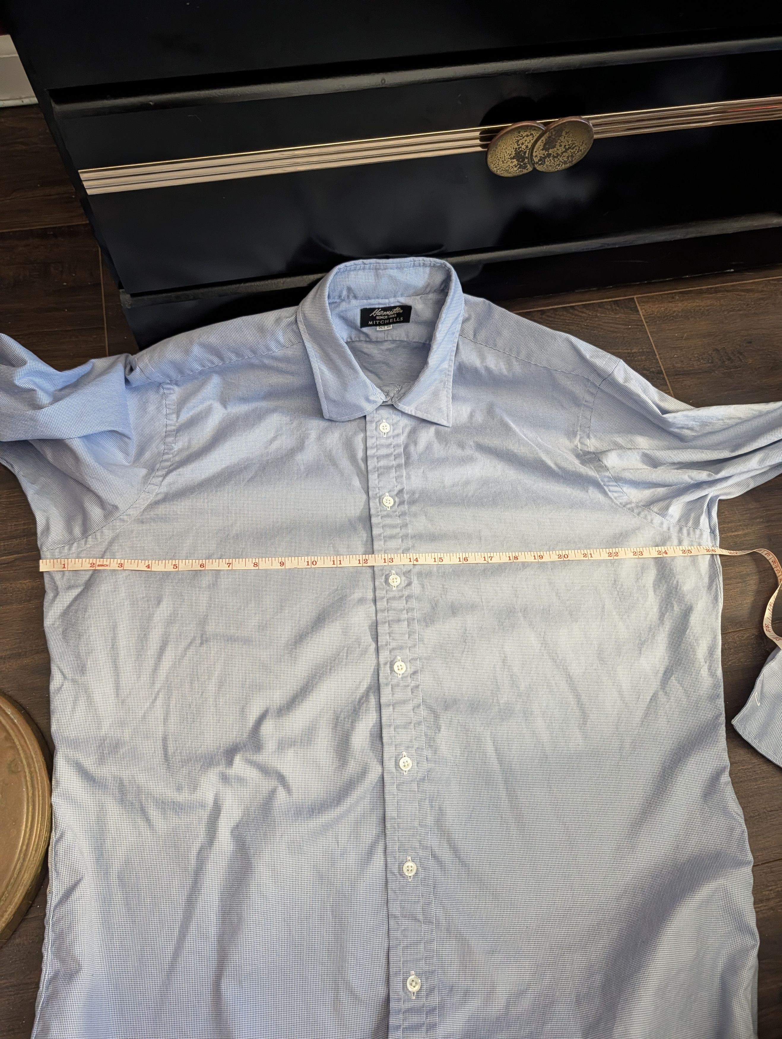 Hamilton Bespoke light blue pinpoint French Cuff MiUSA shirt Size US XXL / EU 58 / 5 - 11 Thumbnail