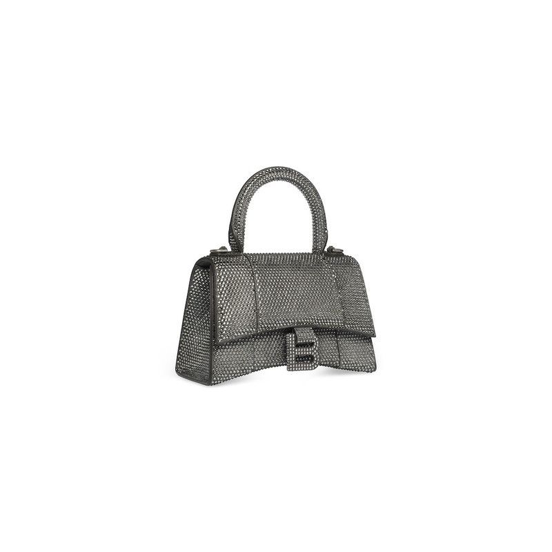 Balenciaga o1s1rm0426 Size: OS / Hourglass XS Handbag Rhinestones Grey Size ONE SIZE - 2 Thumbnail