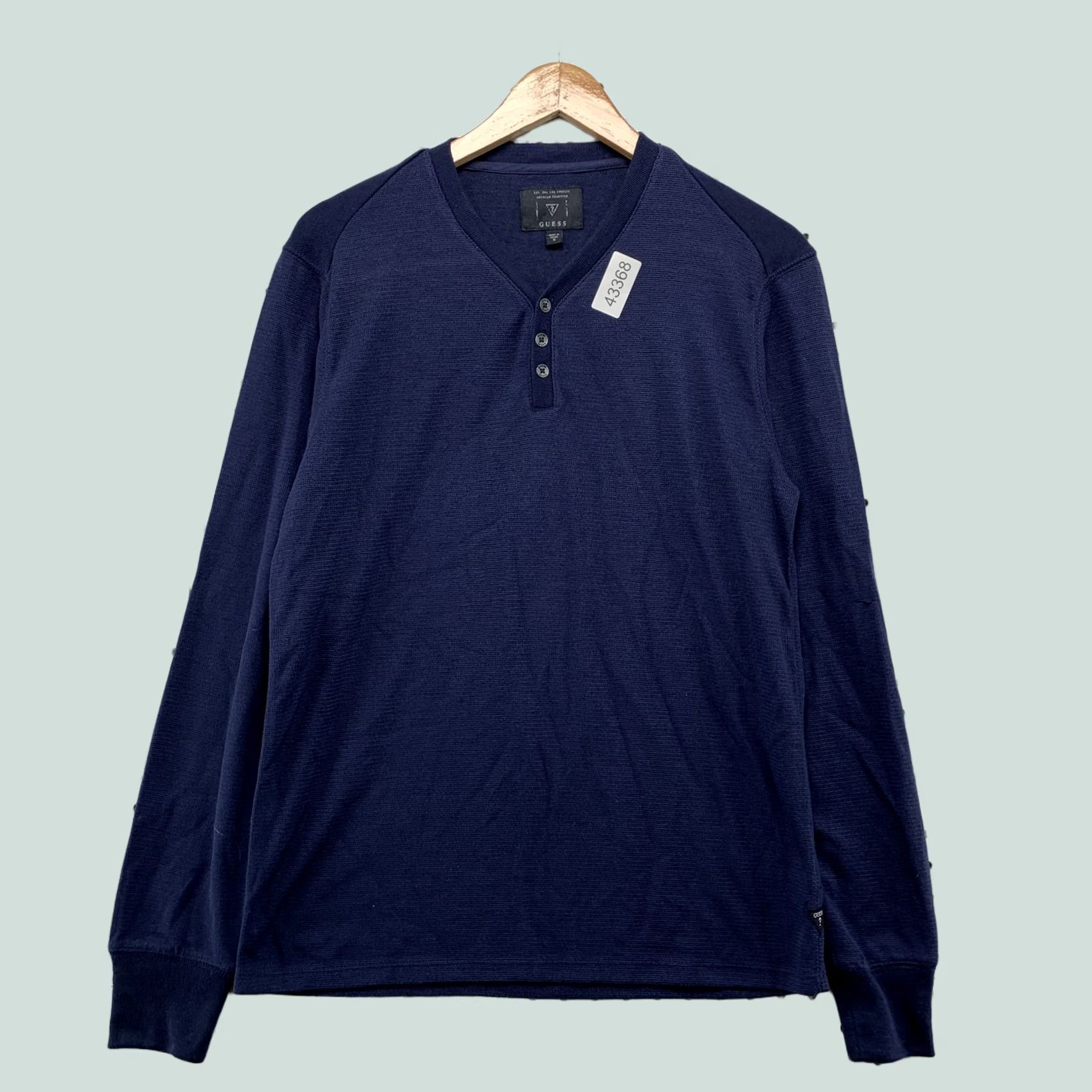 Guess GUESS Henley Blue Long Sleeve Knit Shirt Mens Medium Preppy Casual Size US M / EU 48-50 / 2 - 1 Thumbnail