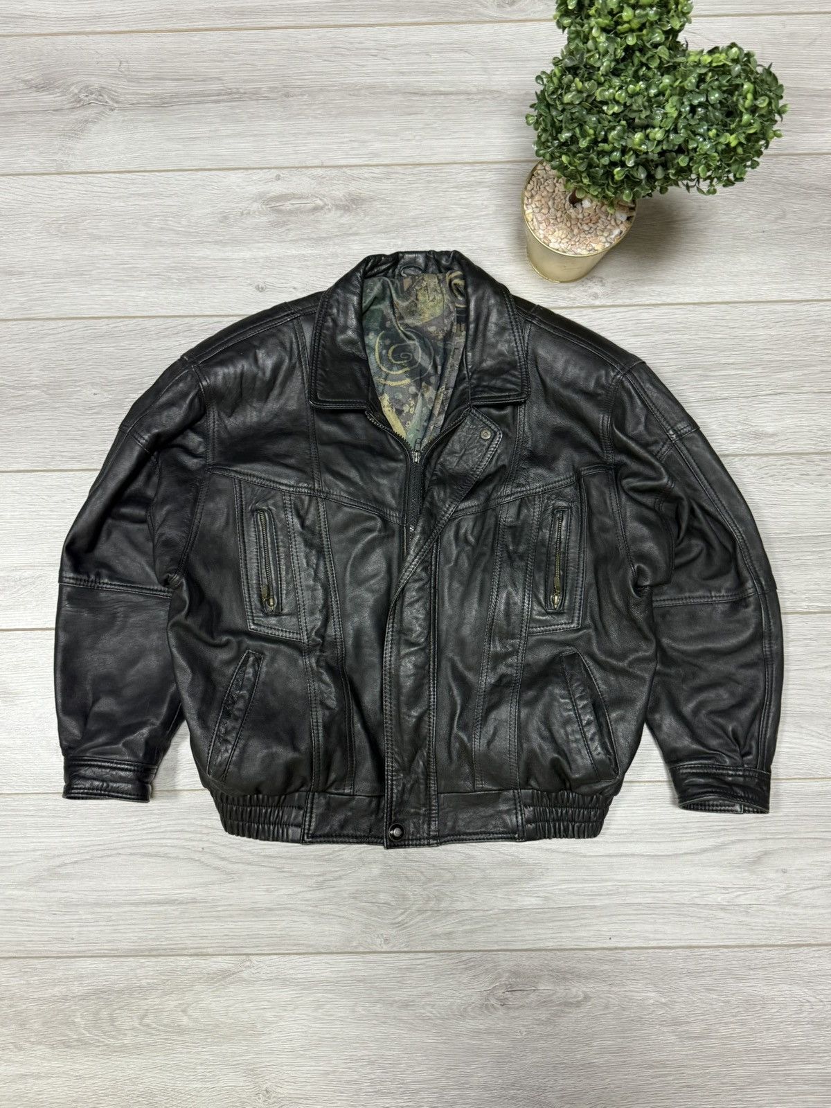 Genuine Leather leather bomber jacket zip vintage wide Size US M / EU 48-50 / 2 - 5 Thumbnail
