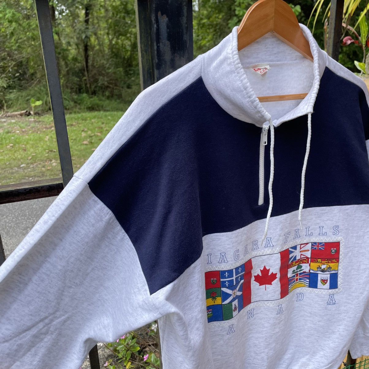Vintage 🔥Vintage Niagara Falls Canada Flag half Zipper Sweatshirts Size US M / EU 48-50 / 2 - 6 Thumbnail