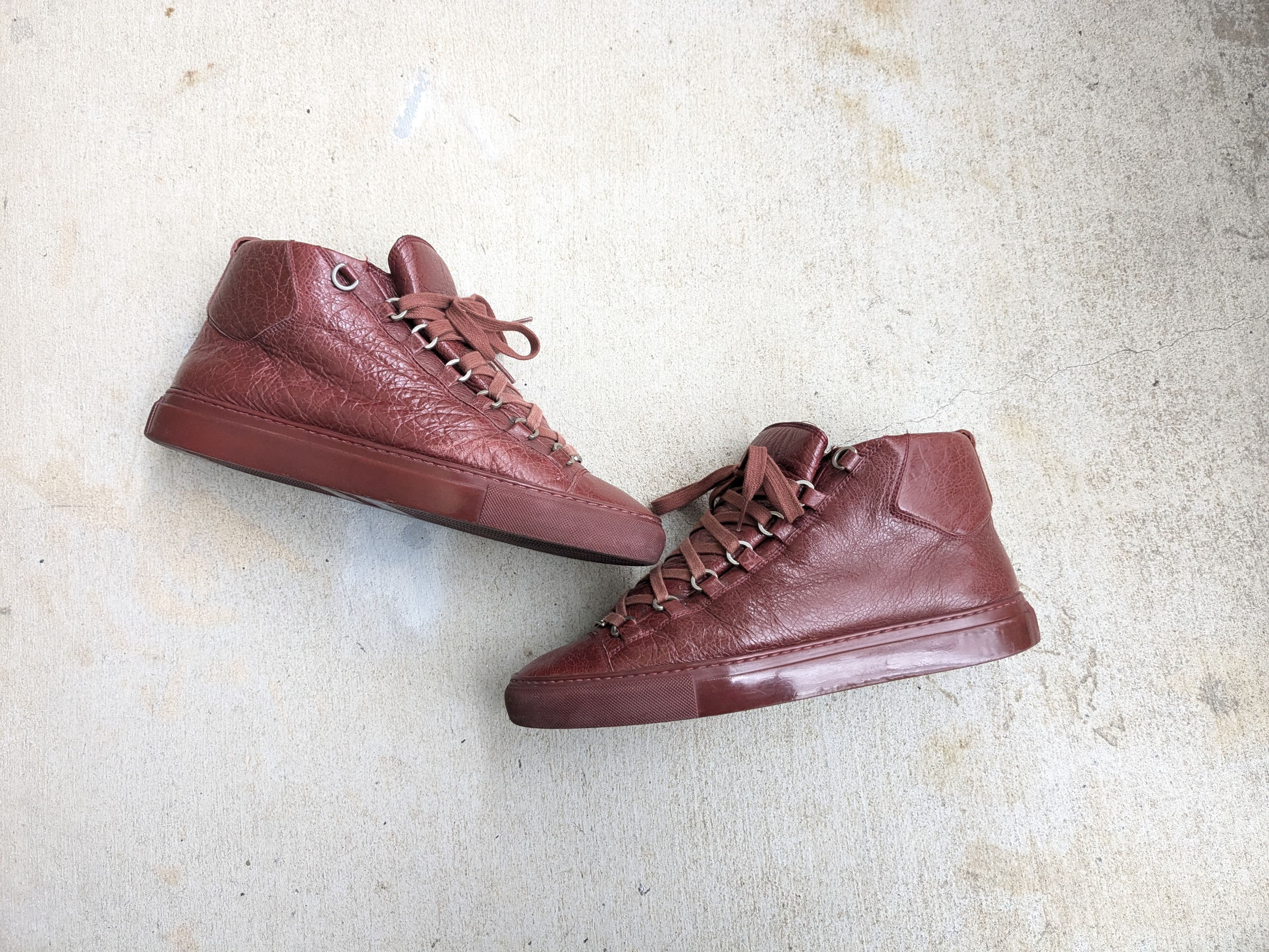 Balenciaga Balenciaga Arena Burgundy 10 Leather High Tops 