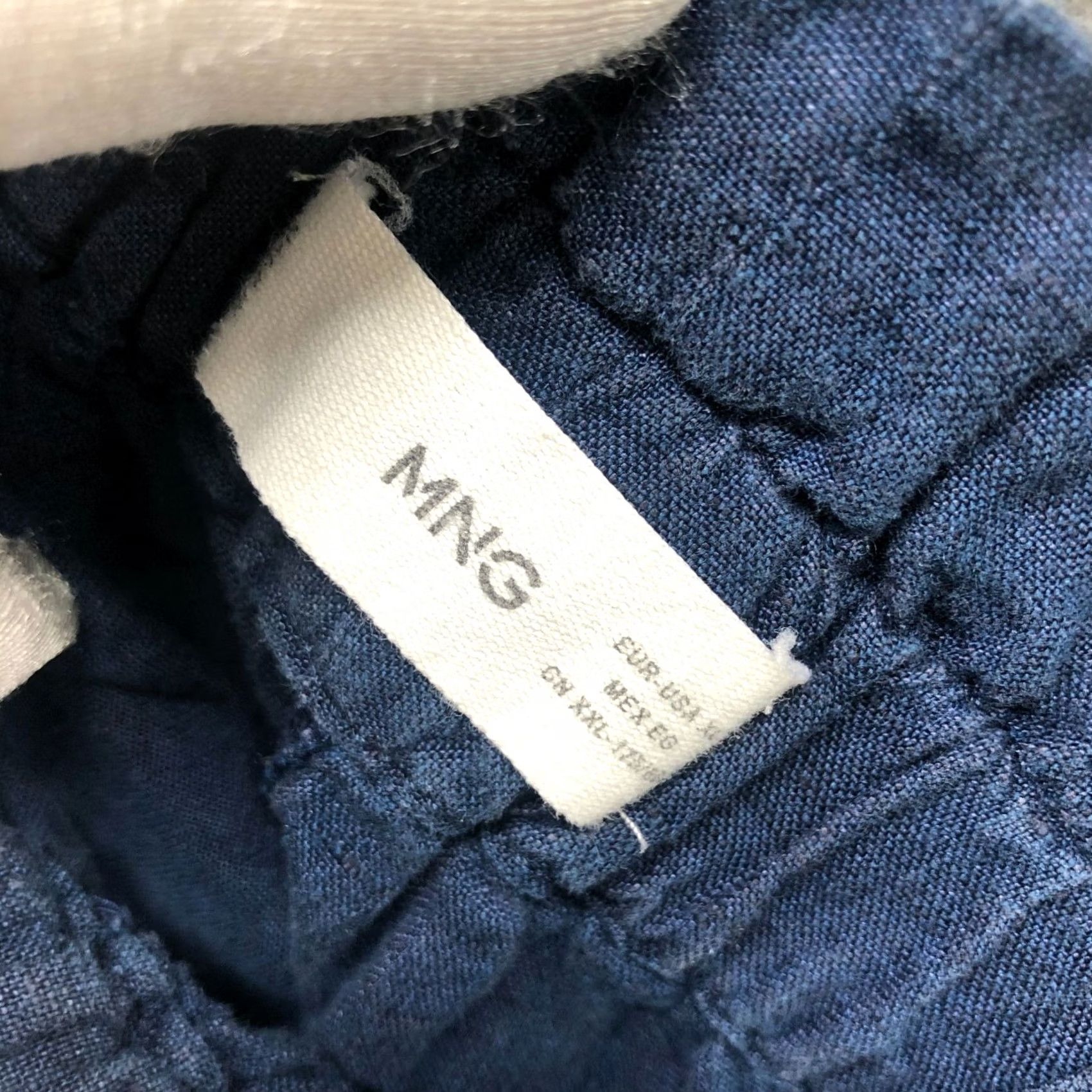 Mango MNG Mango 100% Linen Pull On Shorts Womens XL Blue High Rise Paper Bag Linen Shorts Size 40" / US 18 - 7 Thumbnail