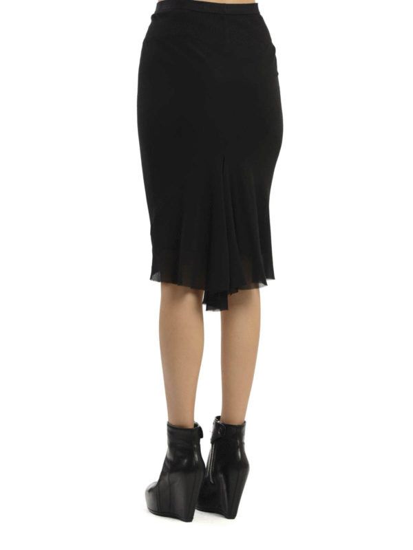 Rick Owens o1y0126 Midi Skirt in Black Size 27" / US 4 / IT 40 - 3 Thumbnail