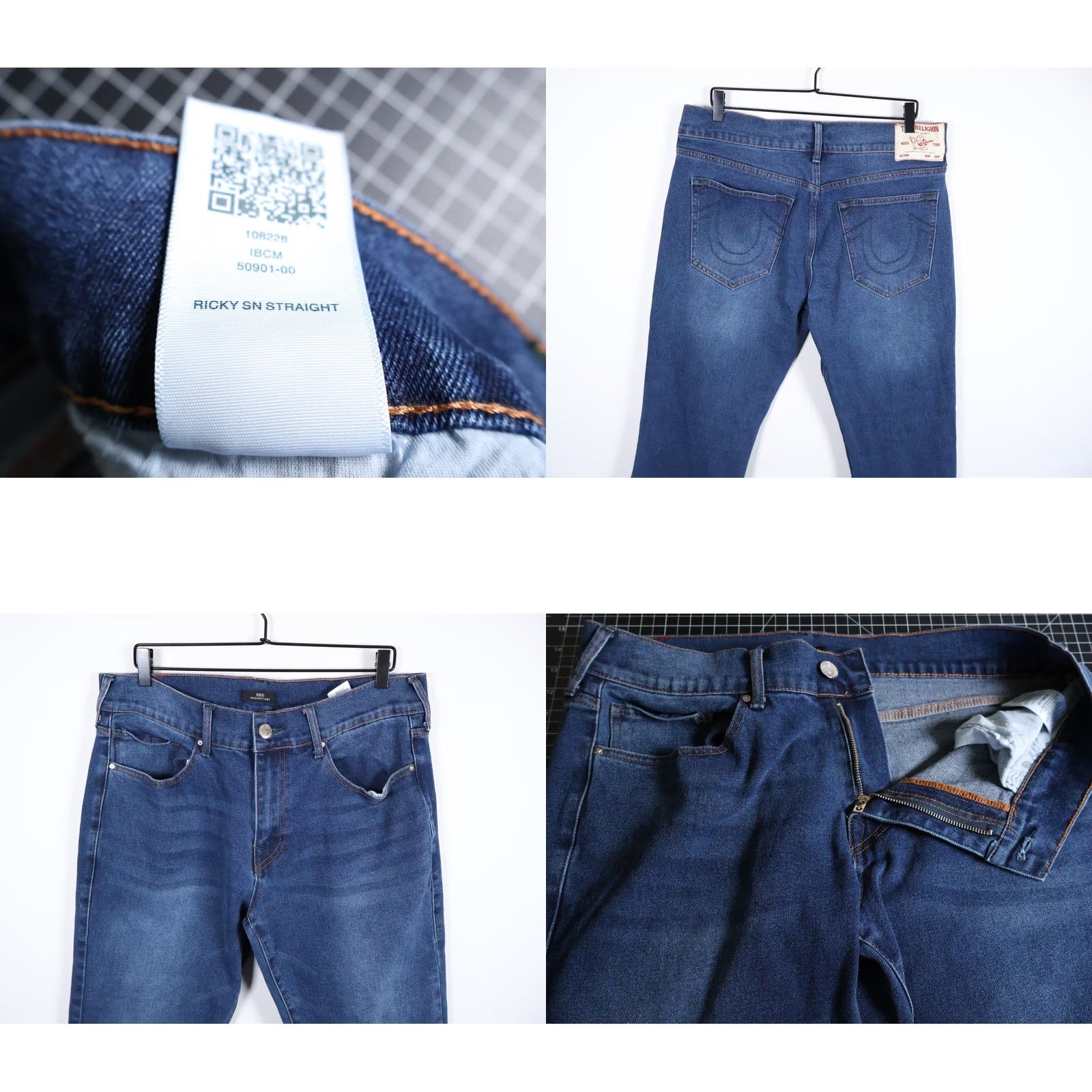 True Religion VINTAGE True Religion Jeans Mens 36 x 32 Blue Ricky Relaxed Straight Leg Cotton Blend Denim Hook Fly Size US 36 / EU 52 - 9 Thumbnail