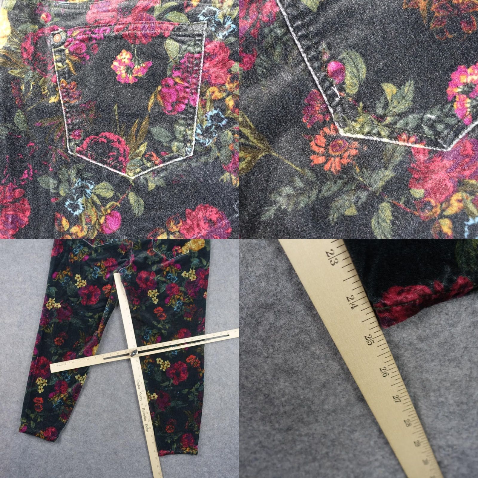 Vintage VINTAGE Pilcro Pants Womens 16W Black Floral Velour Velvet Tapered Cropped? Size 38" / US 16 / IT 52 - 8 Thumbnail