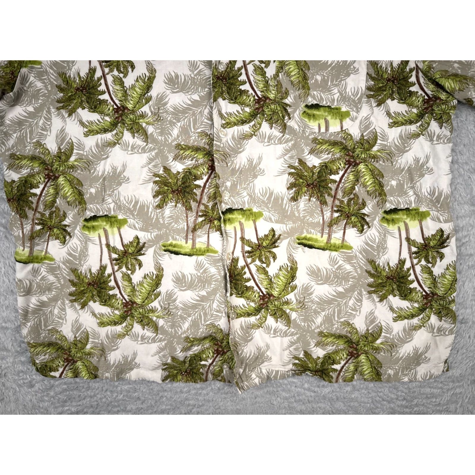 Vintage Puritan Shirt Mens 2XL Beige Green Hawaiian Palm Tree Print Rayon Button-Up Casual Short Sleeve Pattern Floral 2XL Mens Vibrant Hawaiian Theme Womens? Size US XXL / EU 58 / 5 - 7 Thumbnail