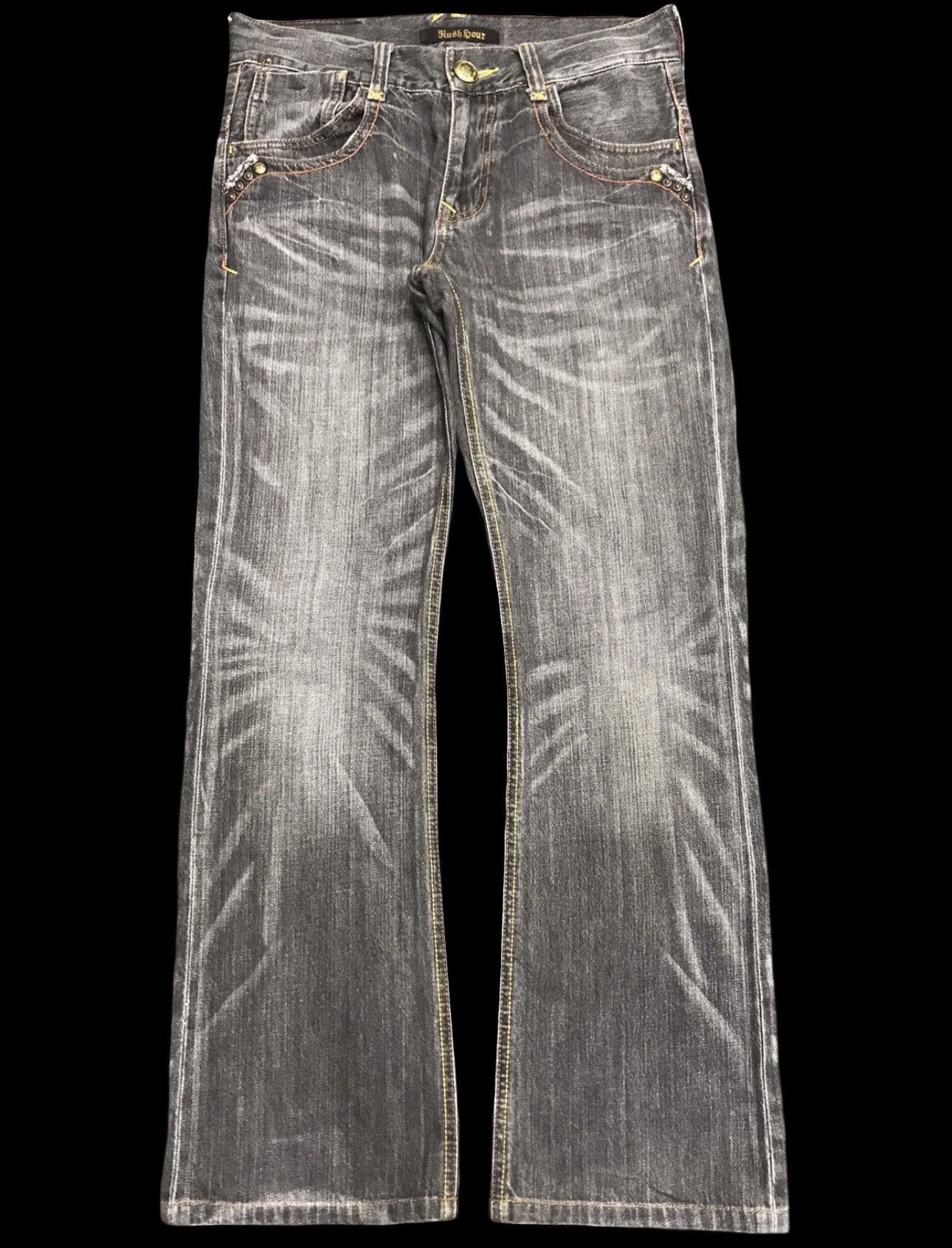 Japanese Brand 💥FLARE💥Archival RushHour Japan Black Stone Wash Denim F168 Size US 32 / EU 48 - 2 Thumbnail