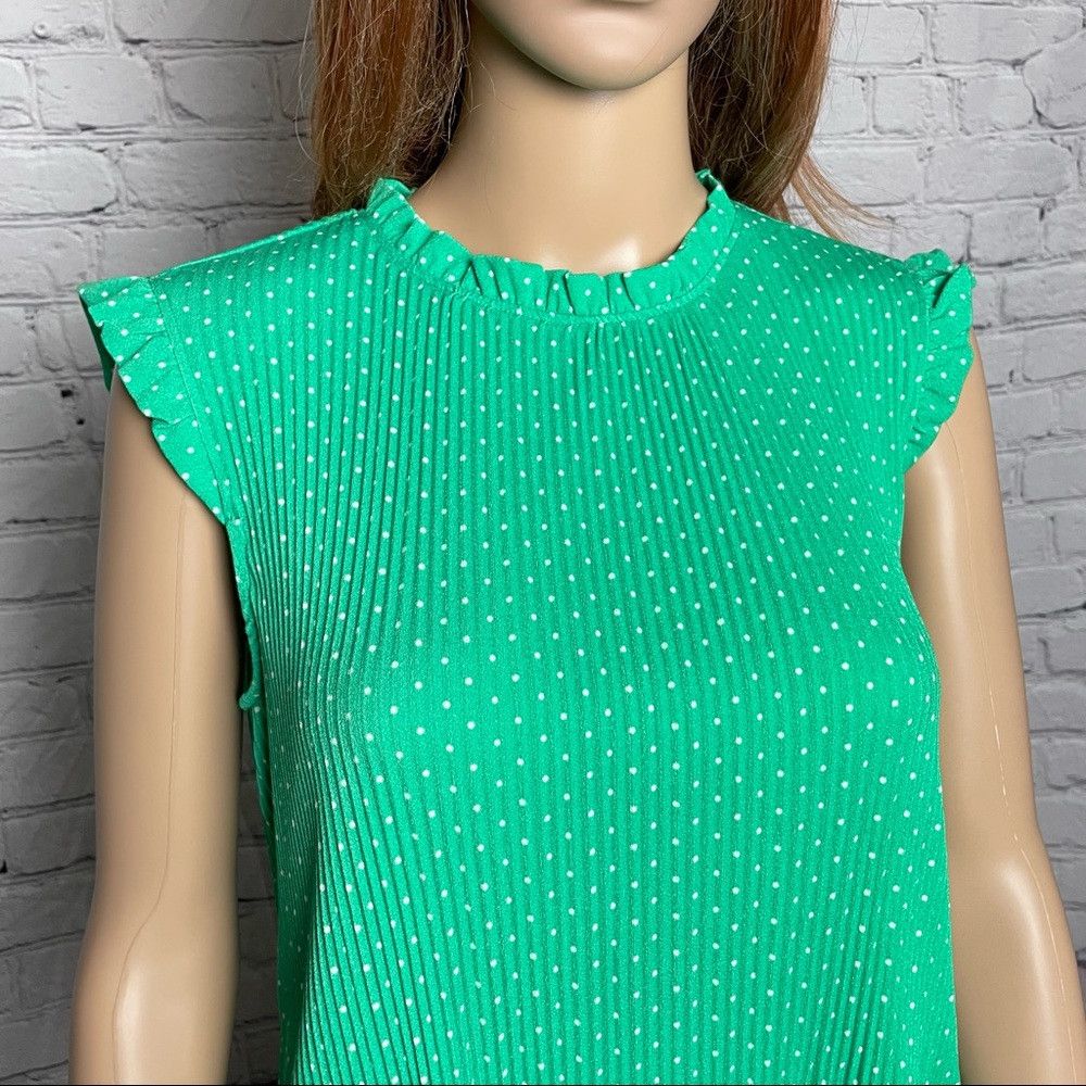 Adrianna Papell NWT New $59 Adrianna Papell Ruffled Neck Pleated Knit Green Size M / US 6-8 / IT 42-44 - 2 Thumbnail