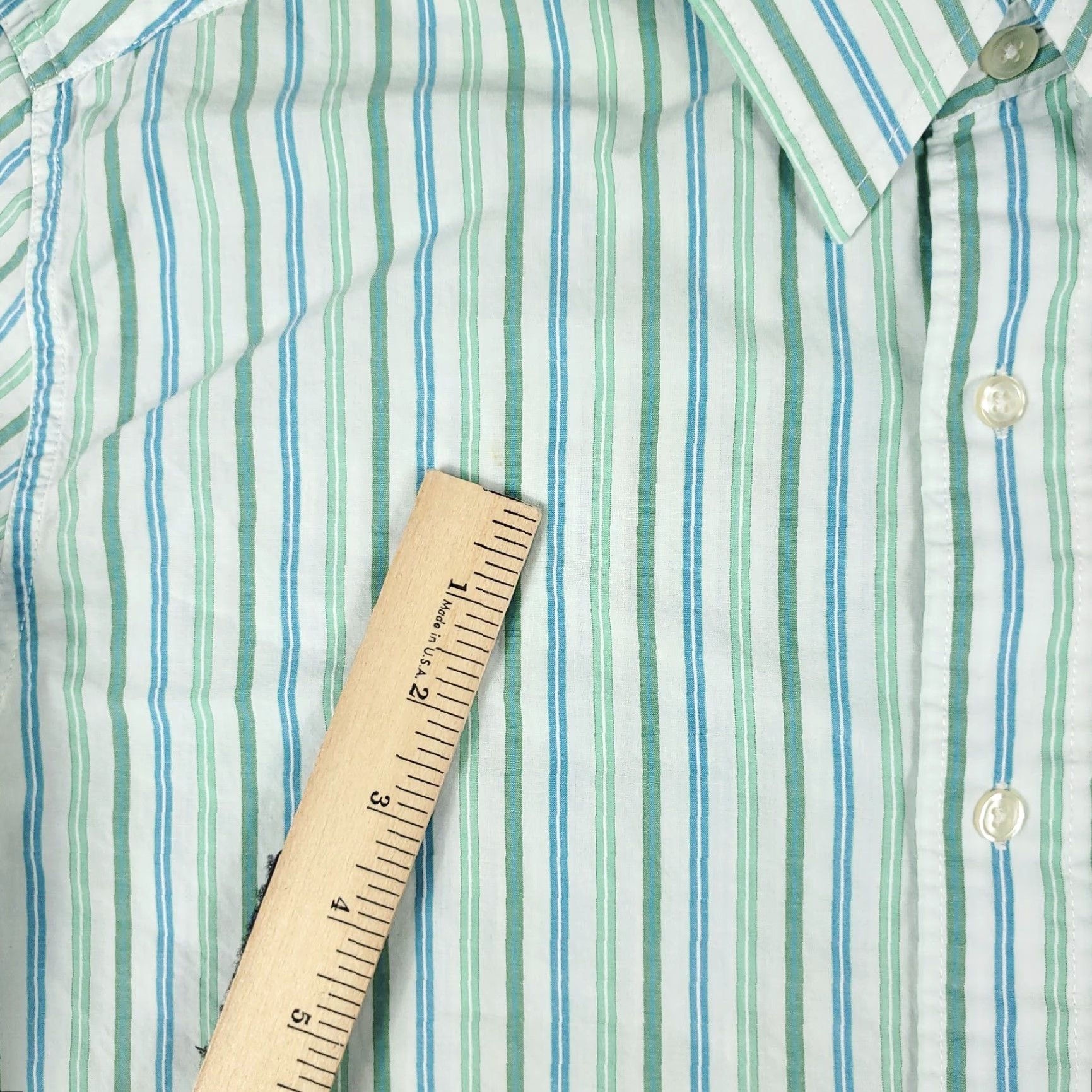 American Eagle Outfitters American Eagle Outfitters Shirt Mens Medium Green Blue Striped Collared Button-Up Long Sleeve Regular Fit Casual Business Formal Vintage No Size US M / EU 48-50 / 2 - 4 Thumbnail