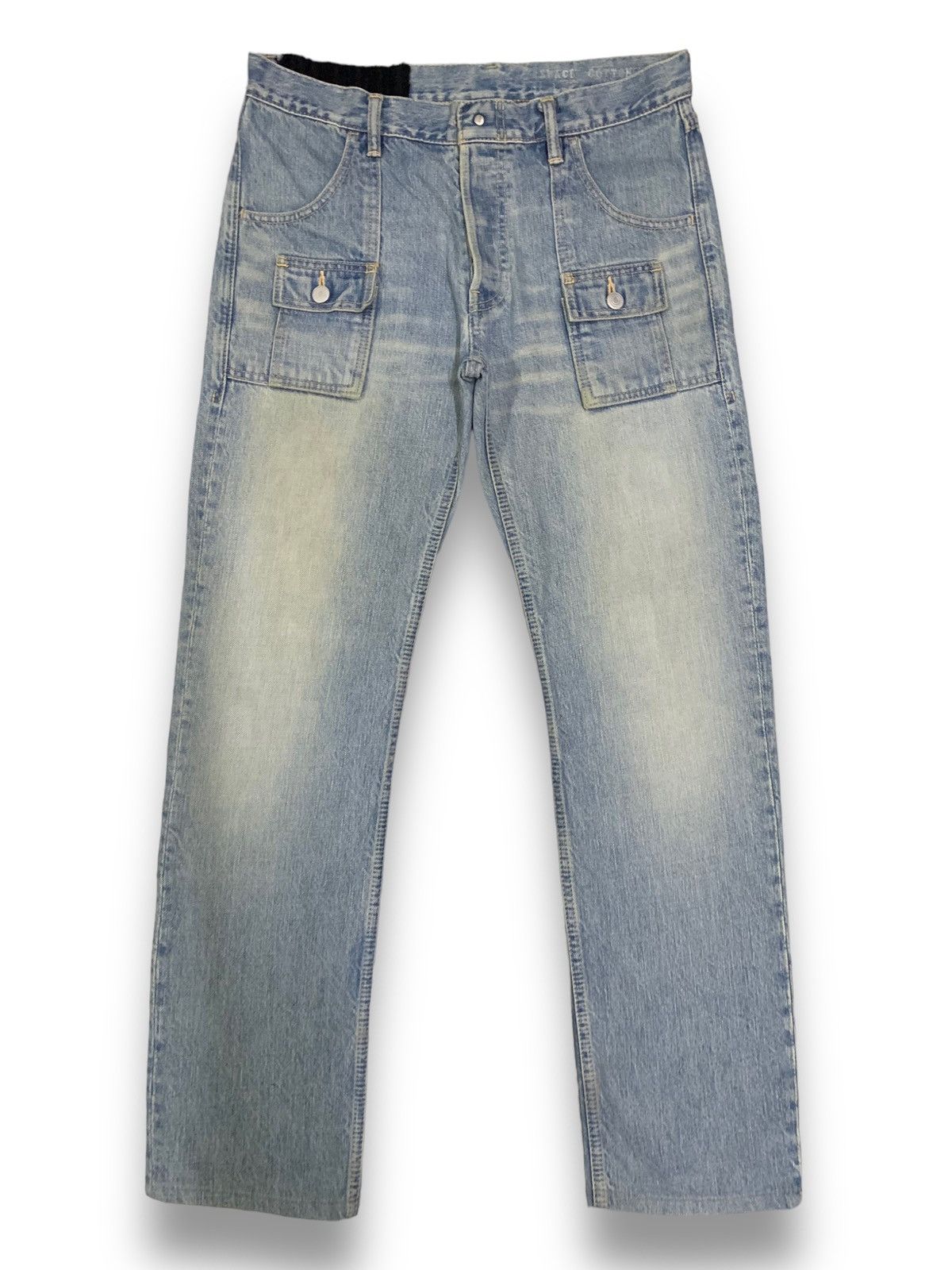 Vintage Japanese Brand Blue Washed Bush Denim Pants Jeans