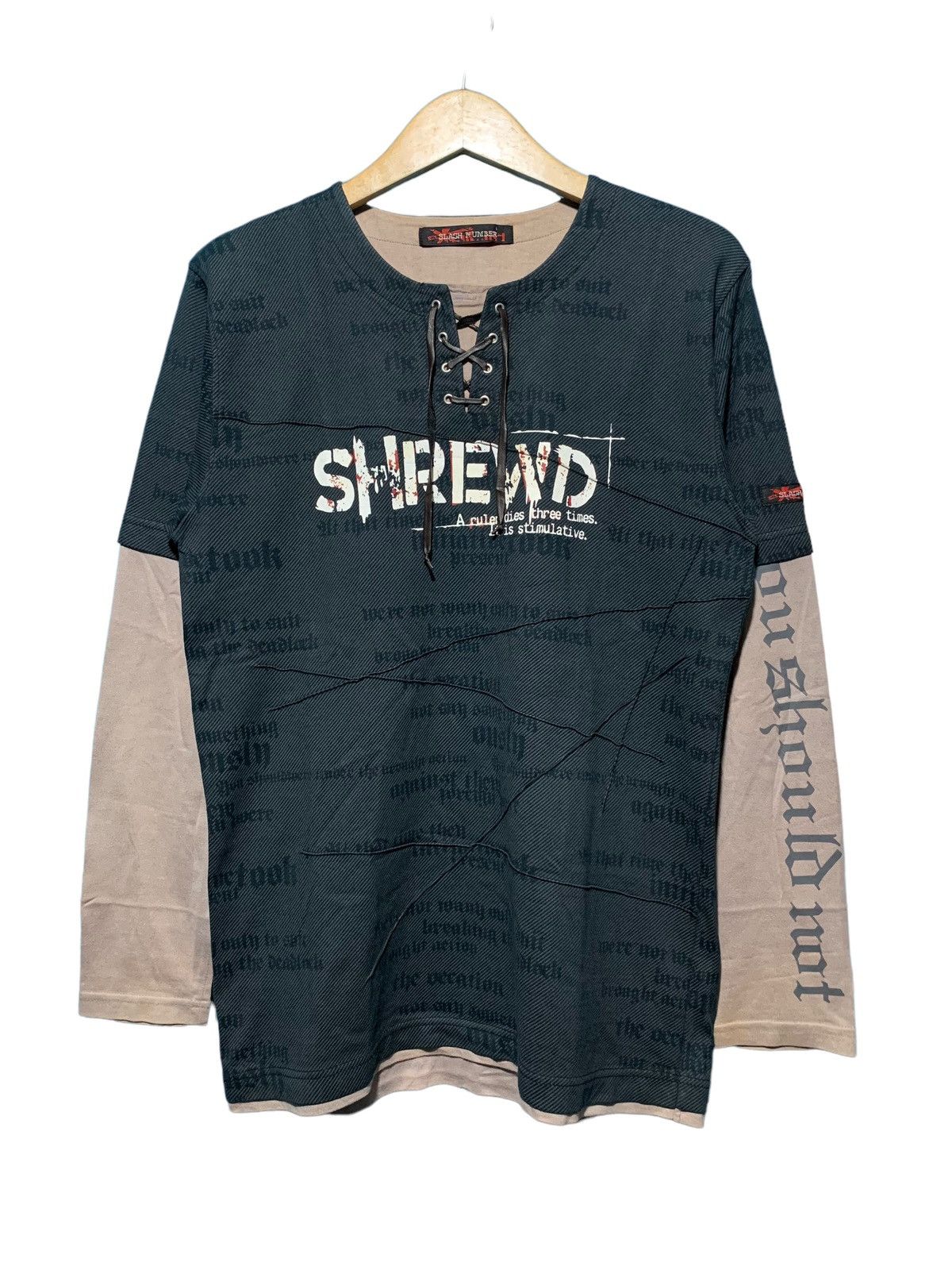 Japanese Brand Y2k Slash Number double layer laces up AOP iconic vintage Size US M / EU 48-50 / 2 - 1 Thumbnail