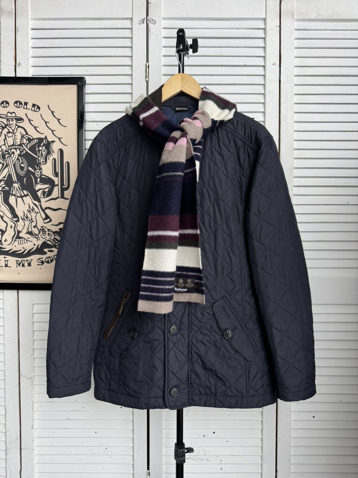 Barbour Barbour Striped Scarf Lambswool Navy Burgundy Long Size ONE SIZE - 2 Thumbnail