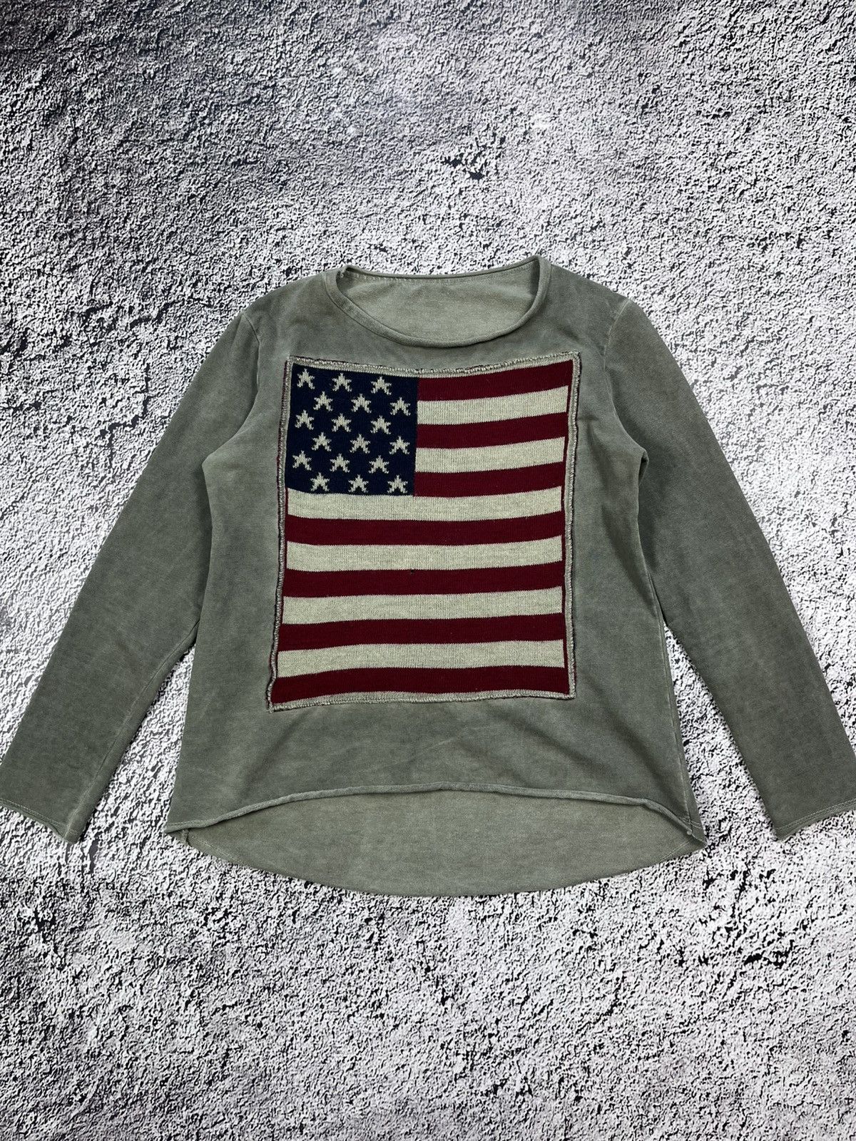 Vintage Vintage Y2K Faded Ralph Vibe USA Knit Flag sweatshirt Size L / US 10 / IT 46 - 1 Thumbnail