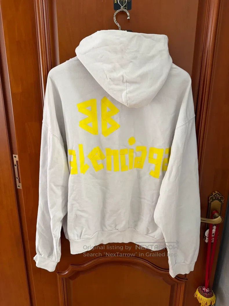 Balenciaga Balenciaga White Hole Tape Letter Printed Hoodie Size US M / EU 48-50 / 2 - 3 Thumbnail