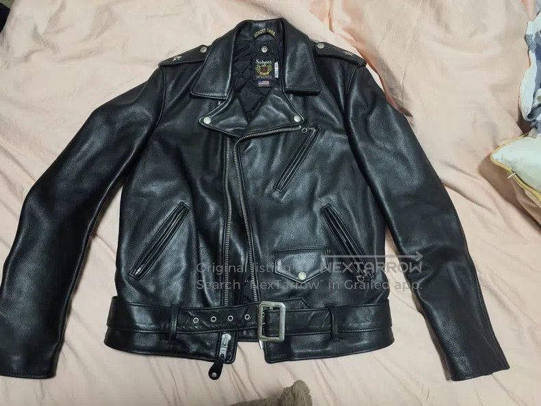 Schott Black cowhide motorcycle leather jacket Size US XXS / EU 40 - 5 Thumbnail