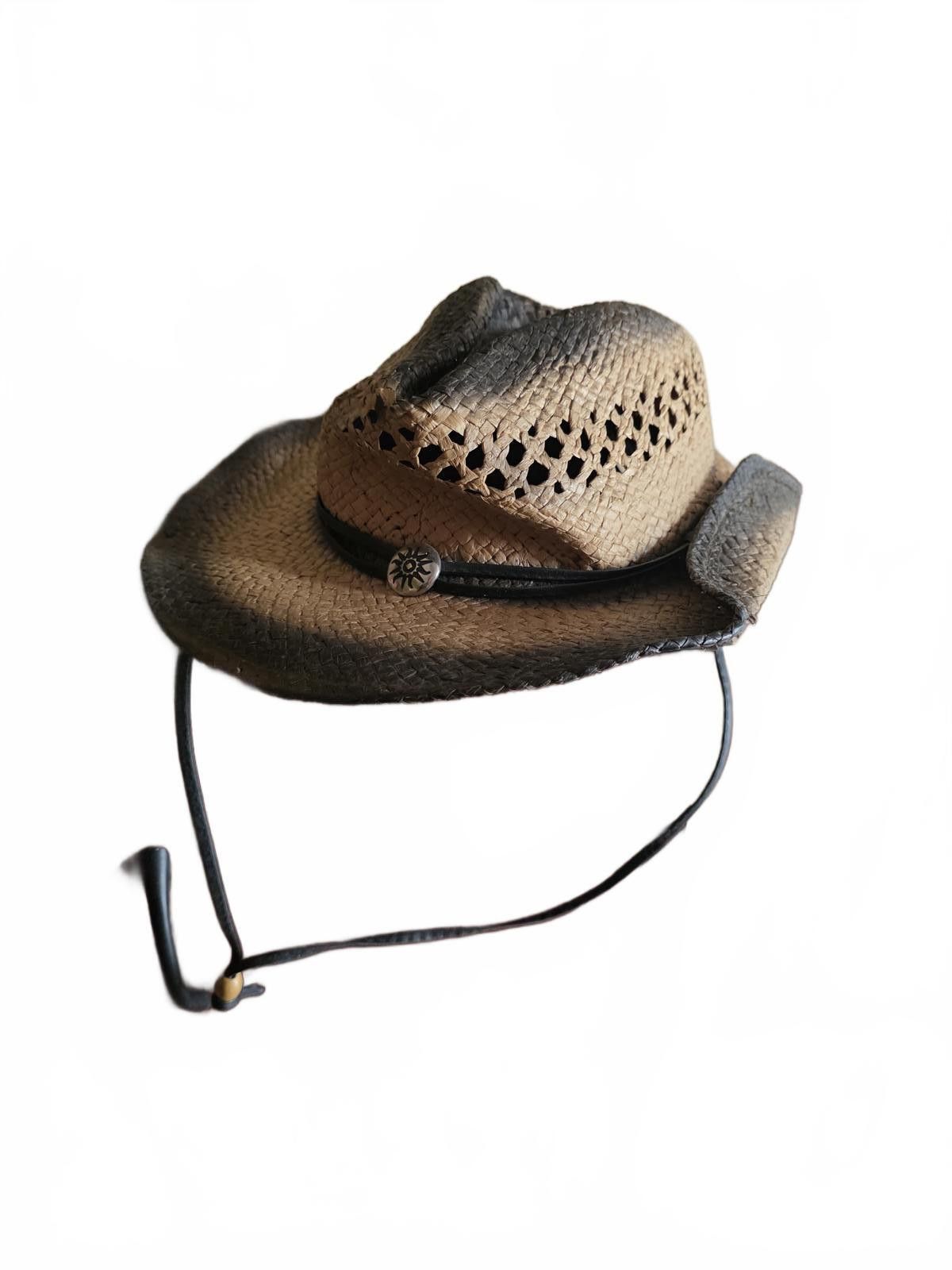 Other JHATS Unisex Straw Cowboy Hat Western Chin Strap Distressed Size ONE SIZE - 4 Thumbnail