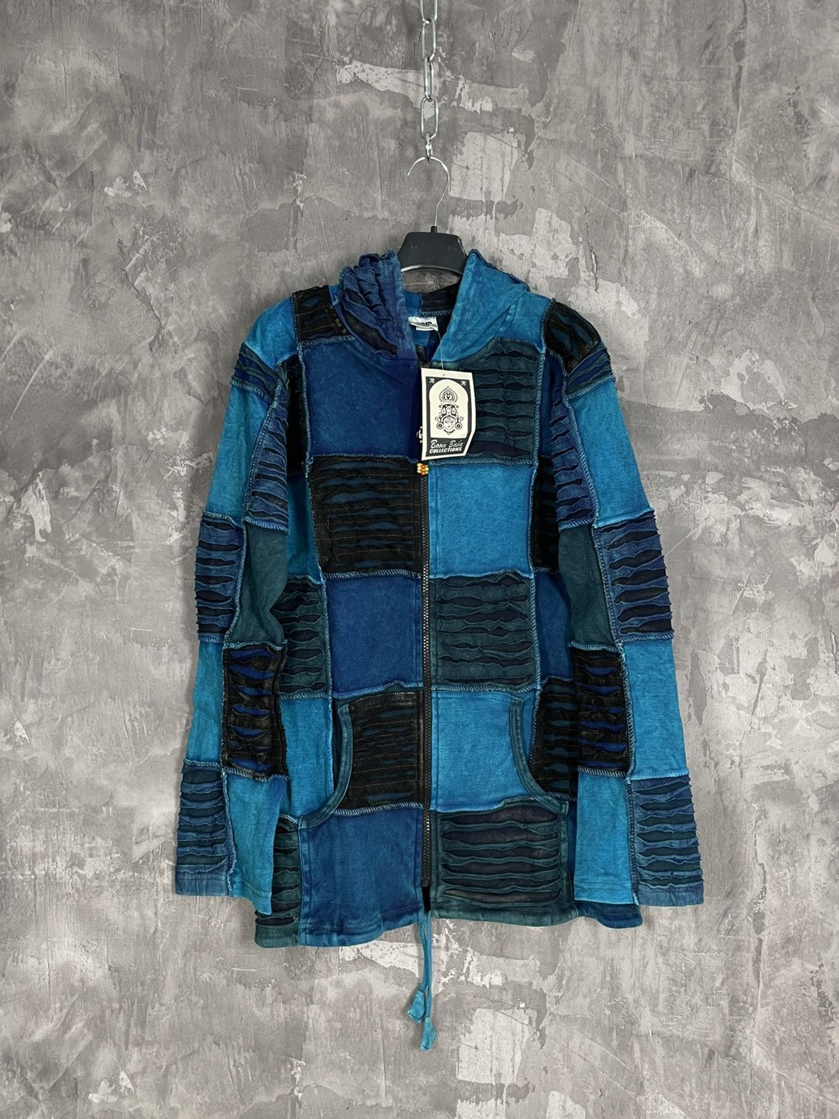 Custom Patchwork Made in Nepal Zip Hoodie Vintage