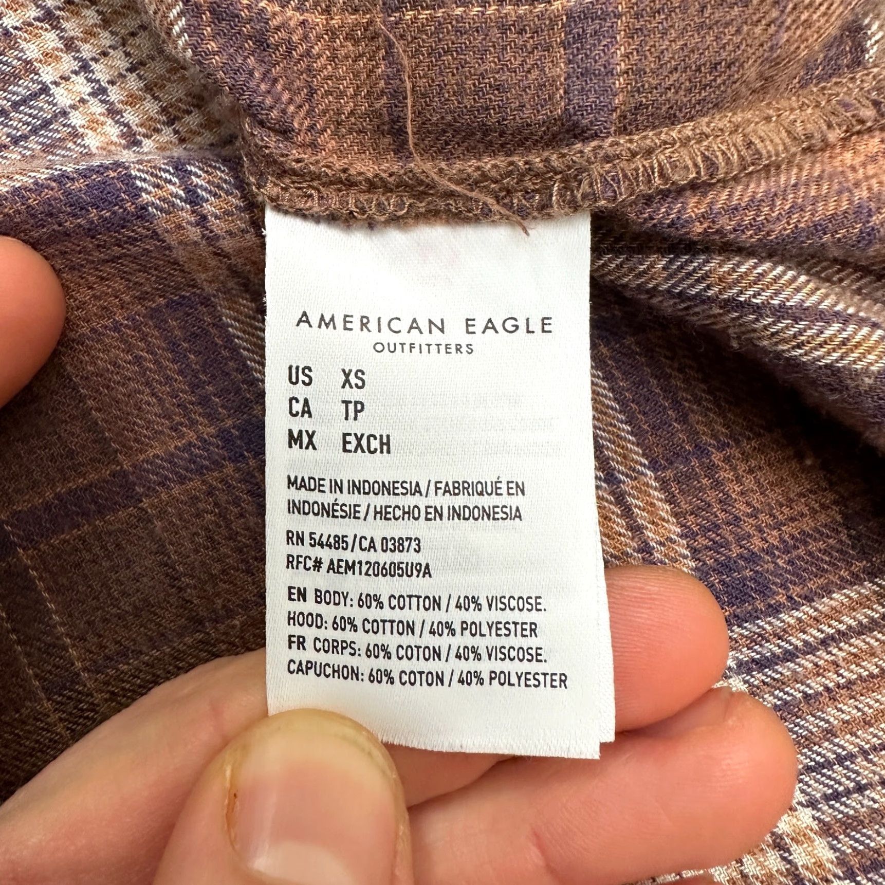 American Eagle Outfitters American Eagle Hoodie Shirt Mens XS Brown Plaid Long Sleeve Button-Up Casual Classic Size US XS / EU 42 / 0 - 6 Thumbnail
