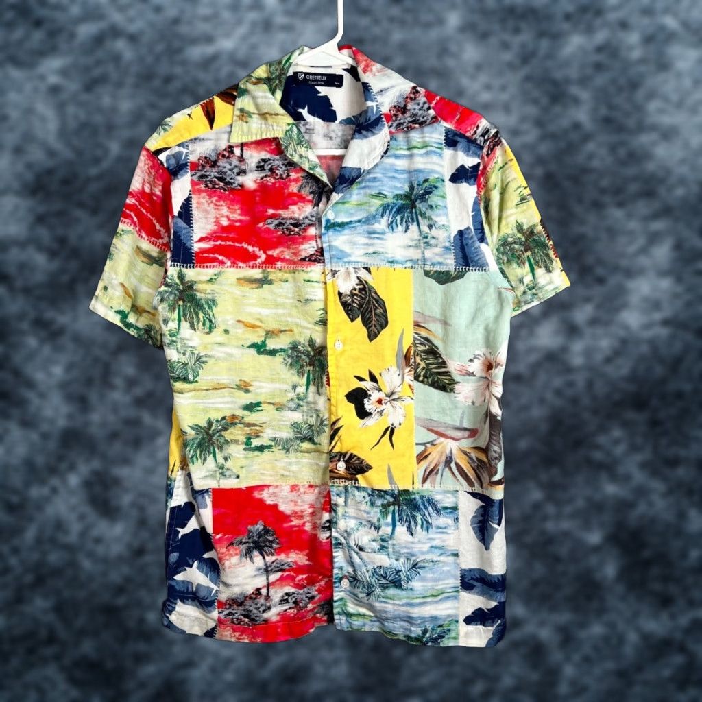 Cremieux Cremieux Mens Shirt Button-Up Hawaiian Multicolor Colorful Linen Blend S Small Tropical Size US S / EU 44-46 / 1 - 1 Thumbnail