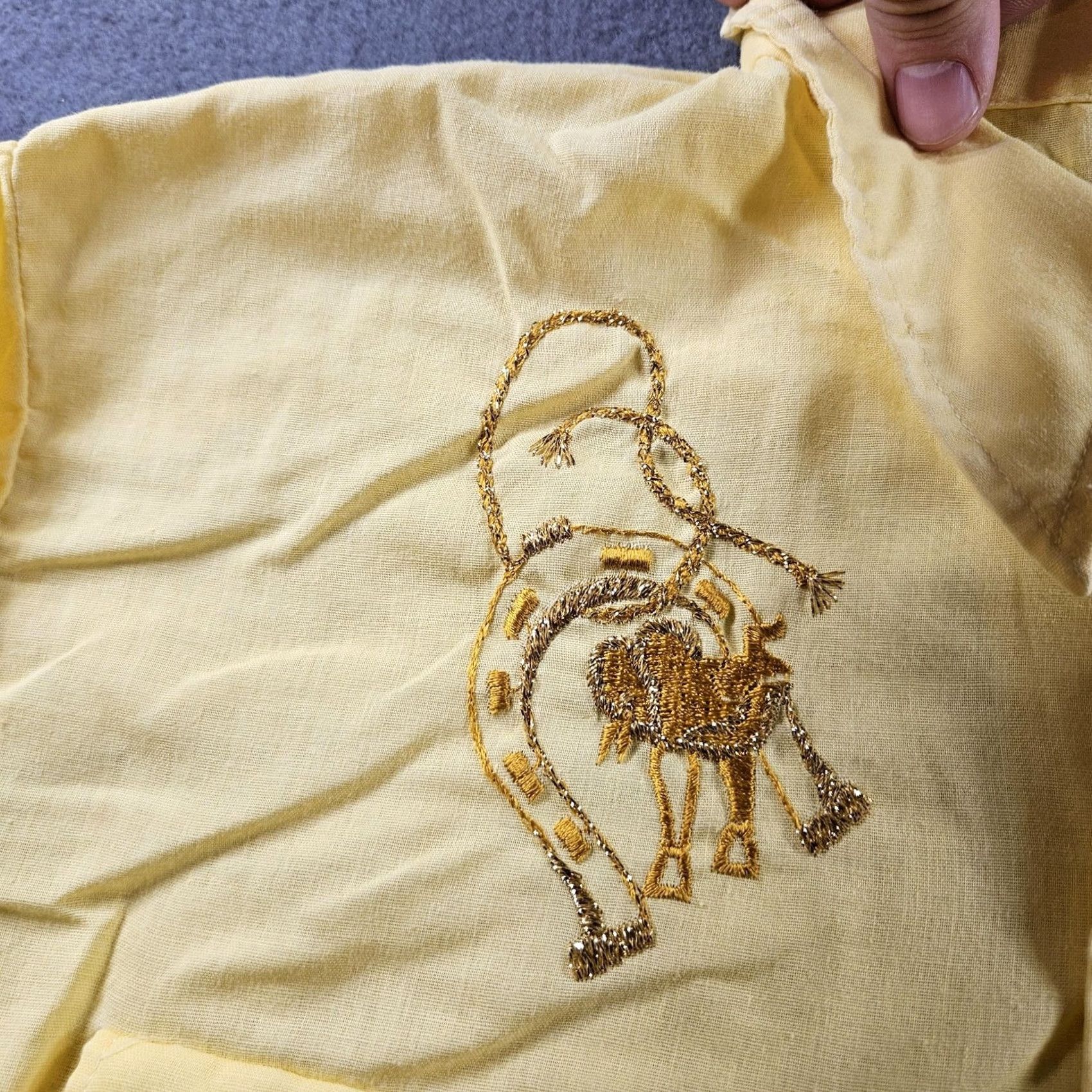 Vintage VINTAGE Western Pearl Snap Shirt Mens Large Yellow Embroidered Horse 60s Kmart Button-Up Cowboys Cowboy Rodeo Horse Size US L / EU 52-54 / 3 - 4 Thumbnail