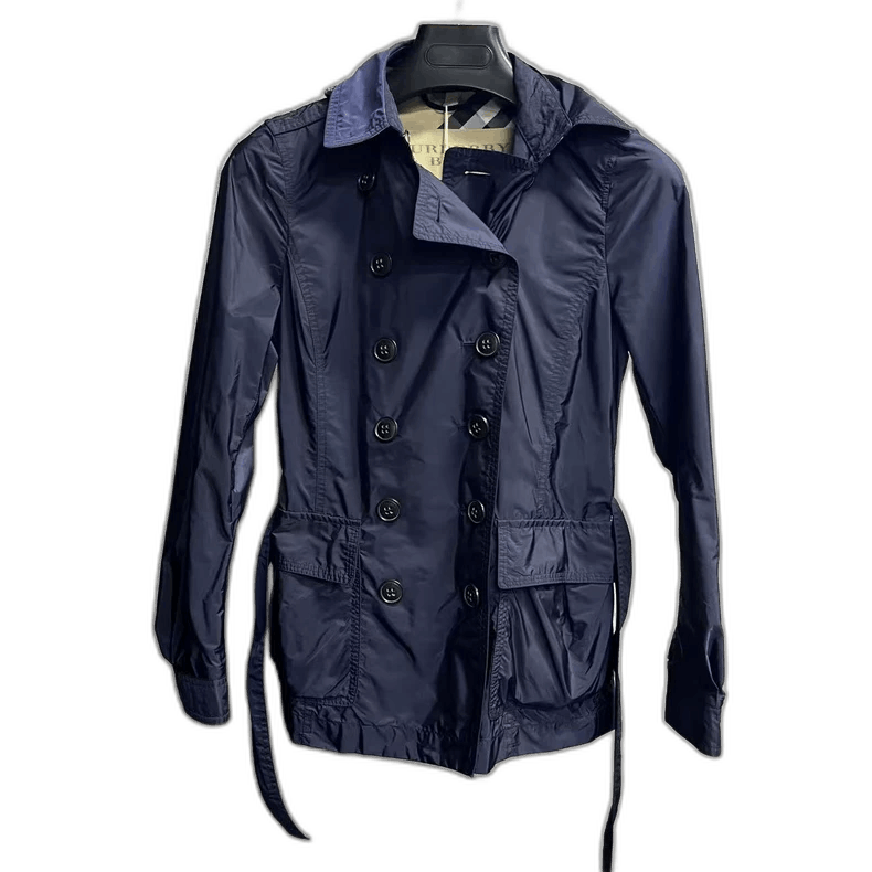 Burberry Burberry Blue Double-Breasted Long Sleeve Coat Size S / US 4 / IT 40 - 1 Thumbnail