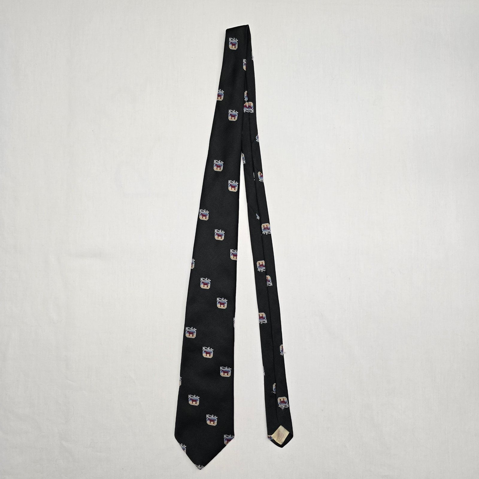 Sears Vintage Horse Tie Sears arc de tricmphe Mens Black Necktie Size ONE SIZE - 1 Thumbnail