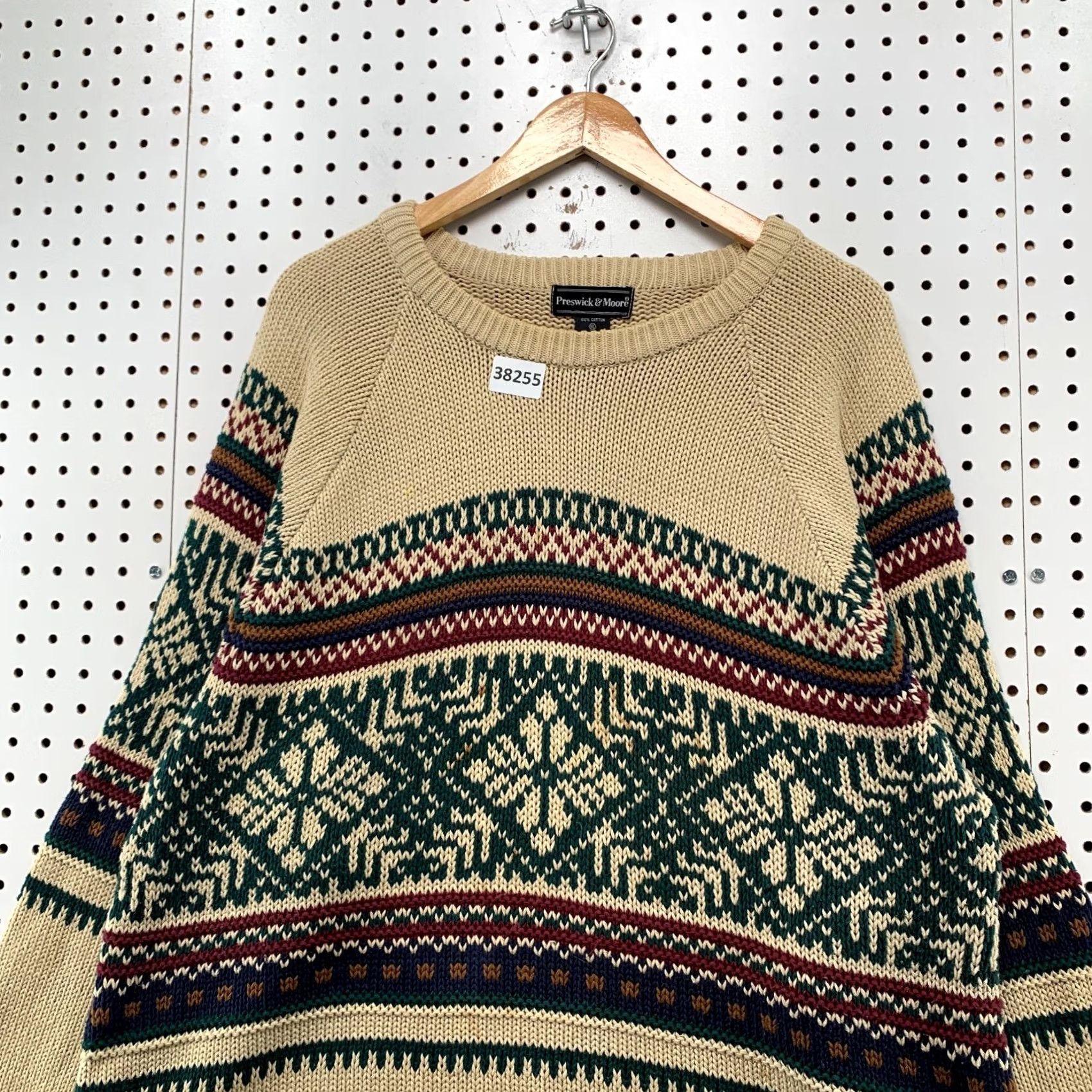 Vintage Vintage Preswick Moore Sweater Mens XL Beige Knit Fair Isle Grandpa Pullover Size US XL / EU 56 / 4 - 3 Thumbnail