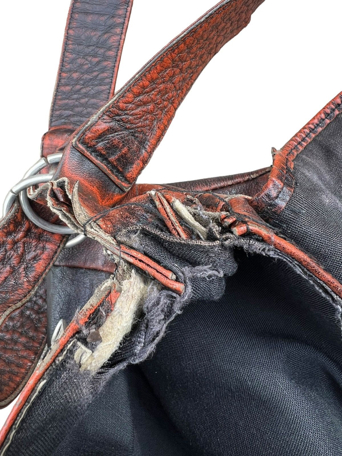 Leather VTG Masaki matsushima Paris Rips Distress Patina Leather Bag Size ONE SIZE - 19 Thumbnail