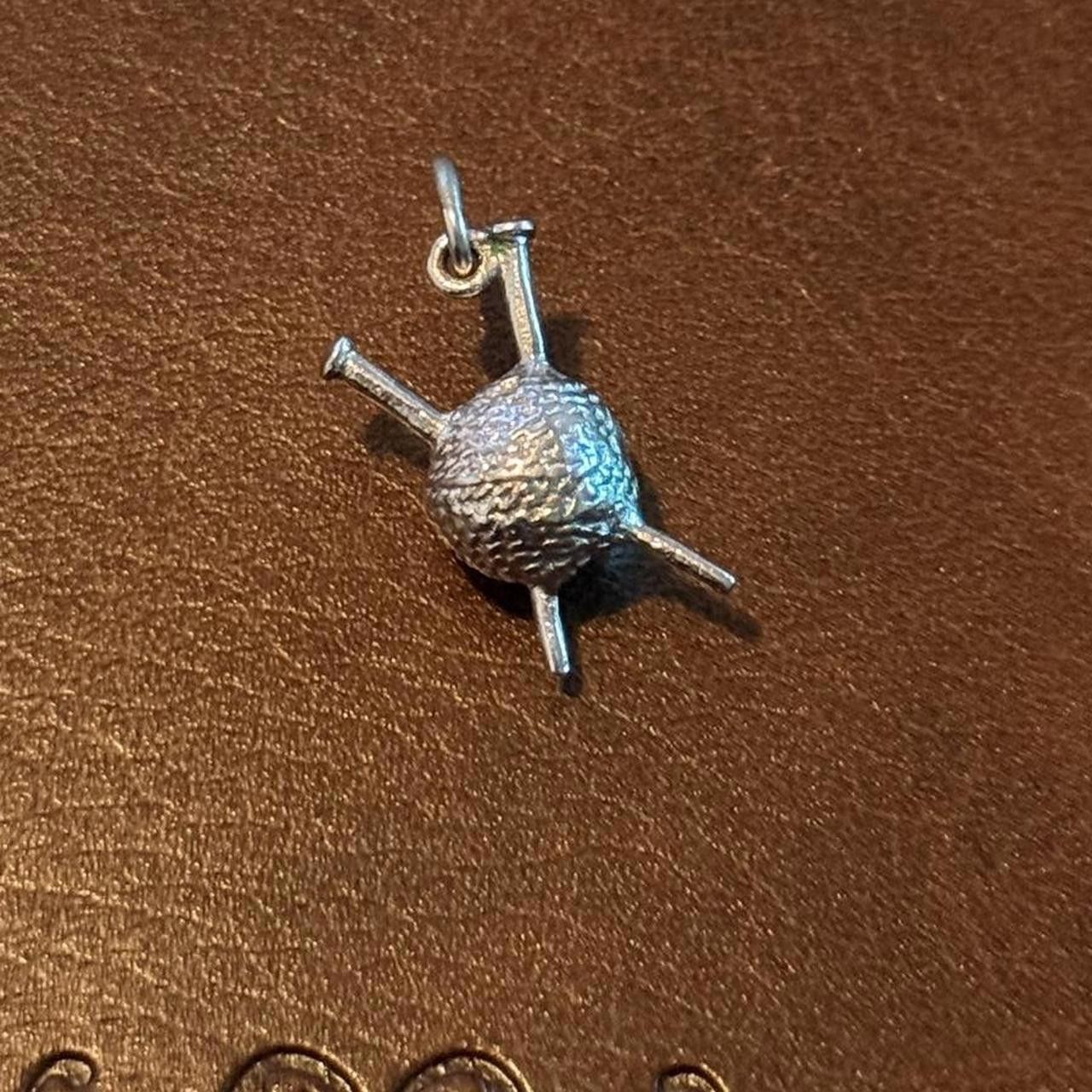 Designer Vintage Sterling Yarn & Knitting Needles Pendant/Charm Size ONE SIZE - 2 Thumbnail