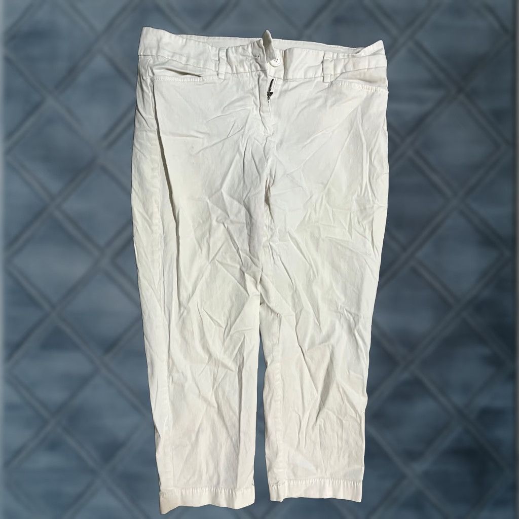 Ann Taylor Ann Taylor Crop Pants Womens Size 4P Beige Cotton Petite Business Casual Size 27" / US 4 / IT 40 - 1 Thumbnail