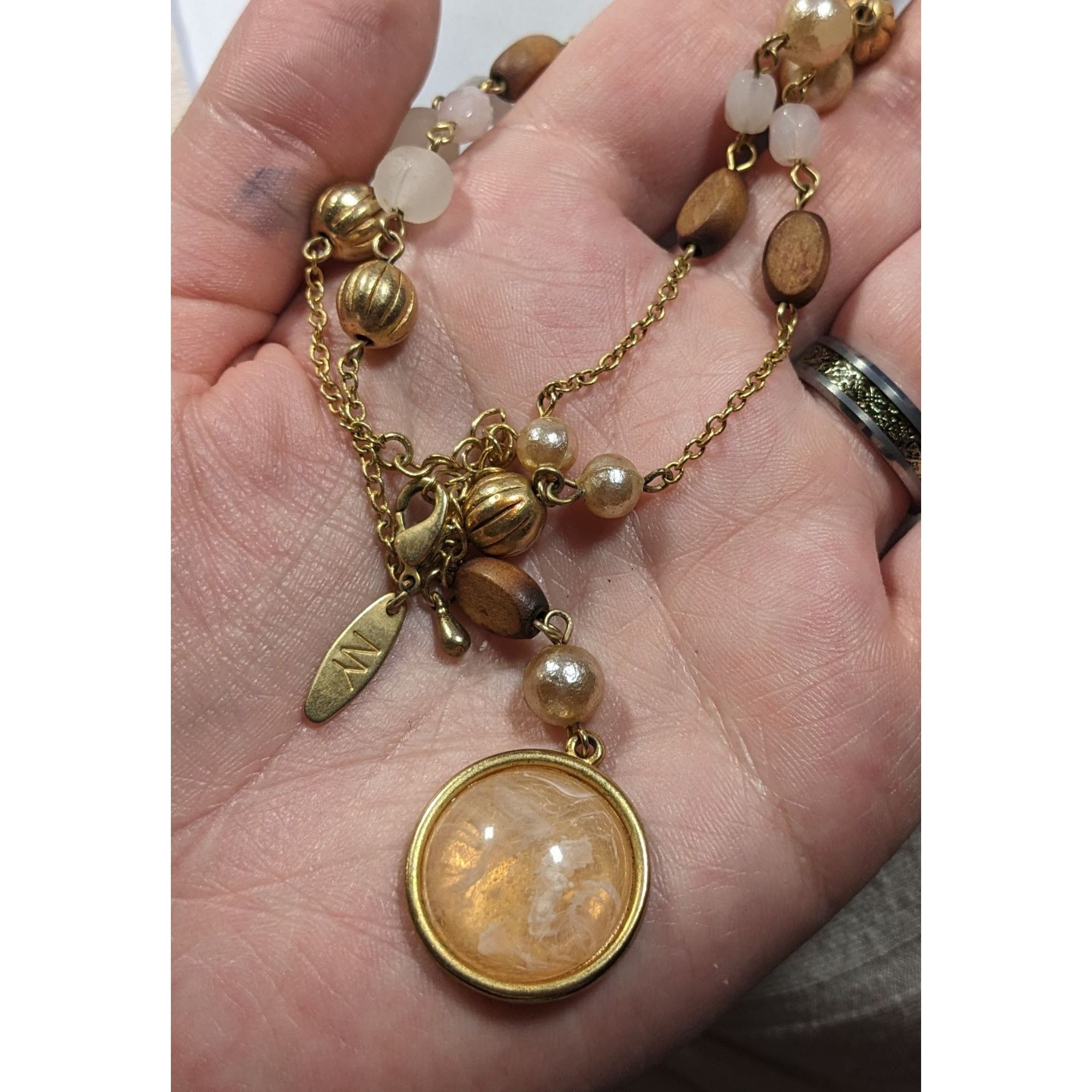 Other New York & Company Gold Tone Beaded Y Pendant Necklace Size ONE SIZE - 4 Thumbnail