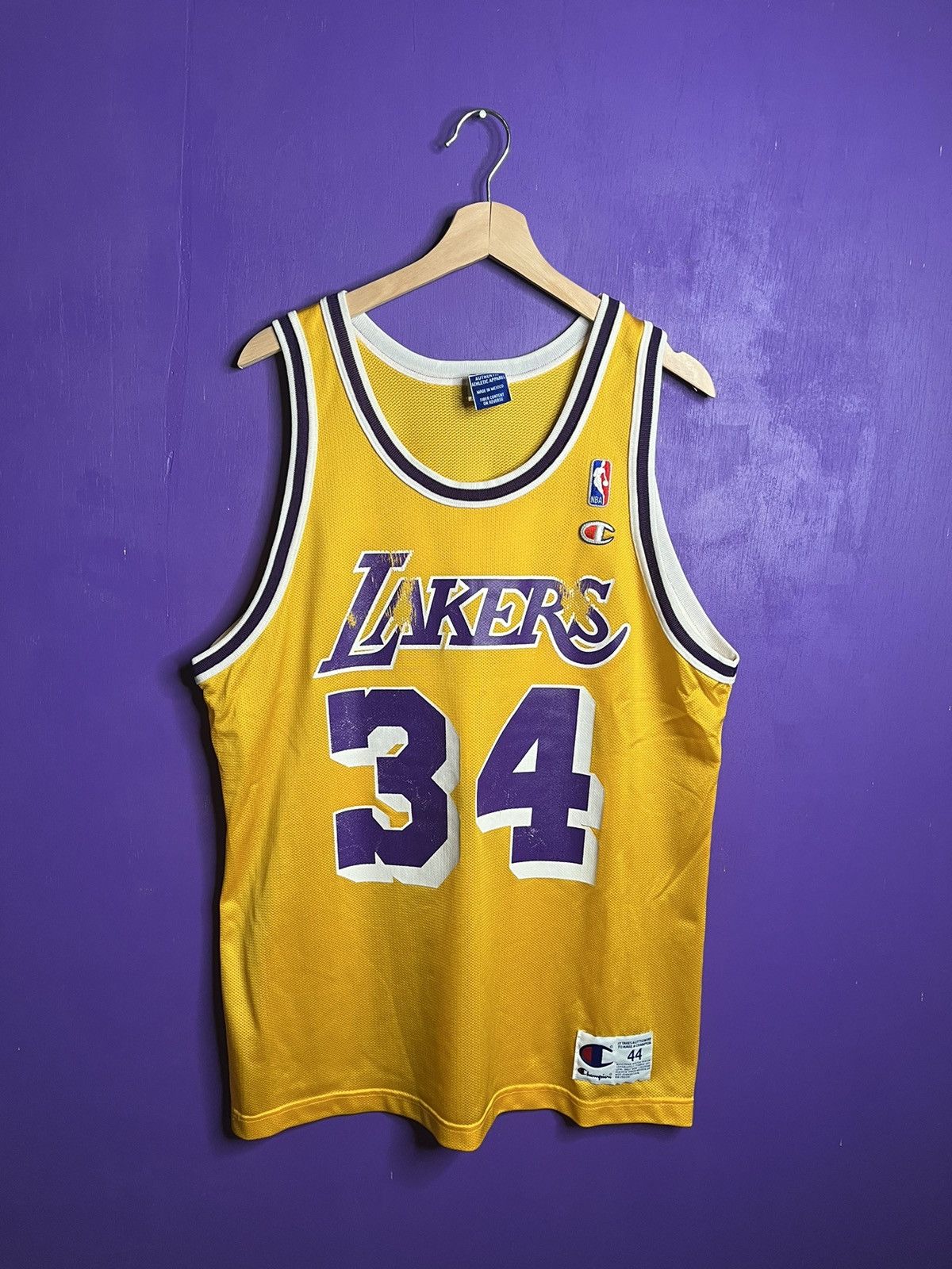 Tee-Shirt Vintage Lakers Shaquille O'Neal Lee Sports - Années 90 Tag Los Angeles - Taille XXL
