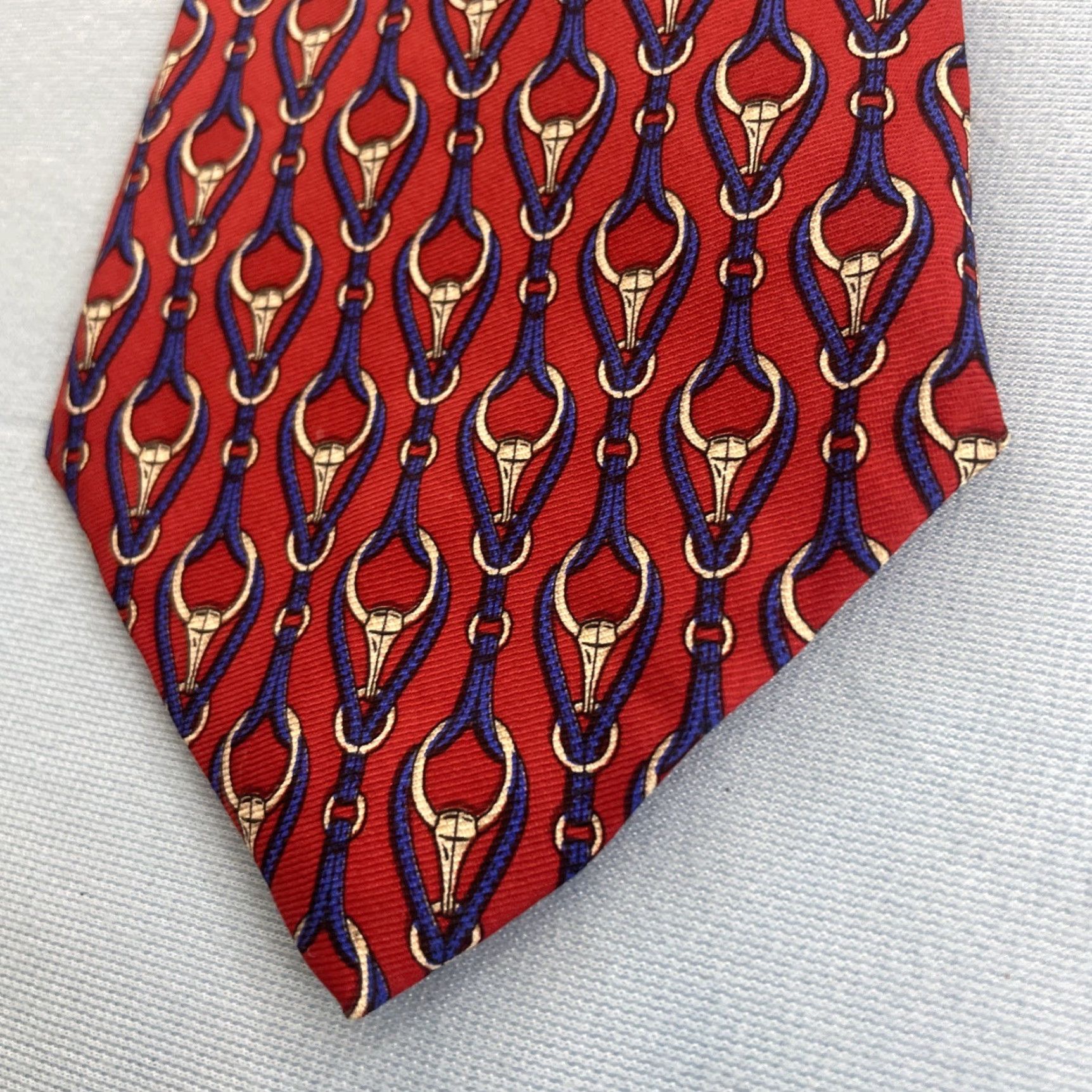 Brooks Brothers Vtg Brooks Brothers Makers Silk Tie Art Deco Chain Longhorns Bulls Red USA 4x58 Size ONE SIZE - 7 Thumbnail