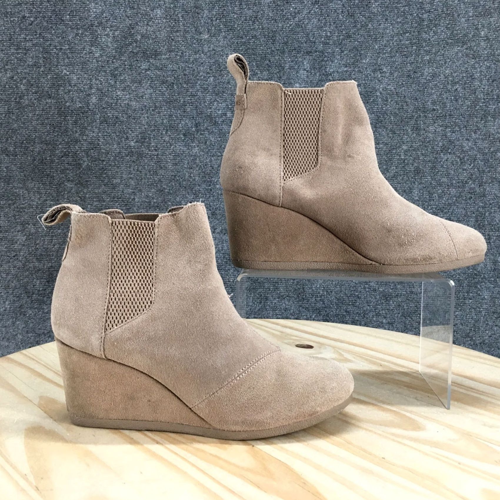 Toms TOMS Boots Womens 8 Black Kayley Wedge Chelsea Brown Suede Ankle Booties Casual - Boots - Women - Brown - Suede - Wedge - Chelsea - Casual Size US 8 / IT 38 - 2 Thumbnail