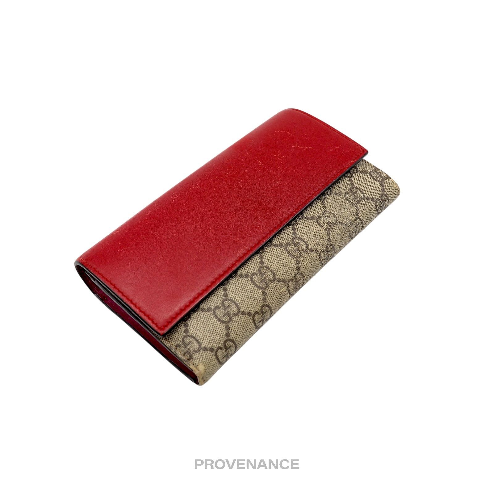 Gucci 🔴 Gucci Snap Long Wallet - GG Supreme Red Pink Size ONE SIZE - 4 Thumbnail