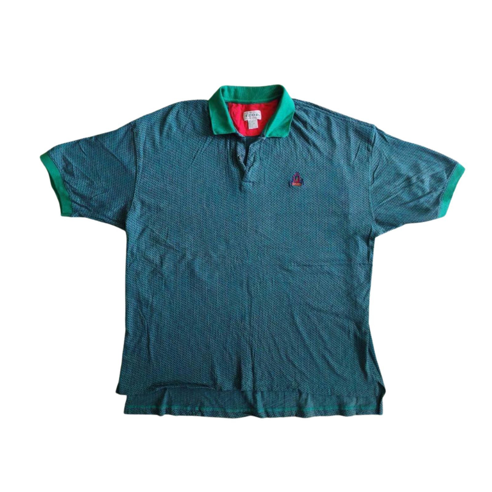 Izod 90s IZOD Polo Big 3XL Green Purple Abstract Pattern 27/31 Size US XXL / EU 58 / 5 - 1 Thumbnail