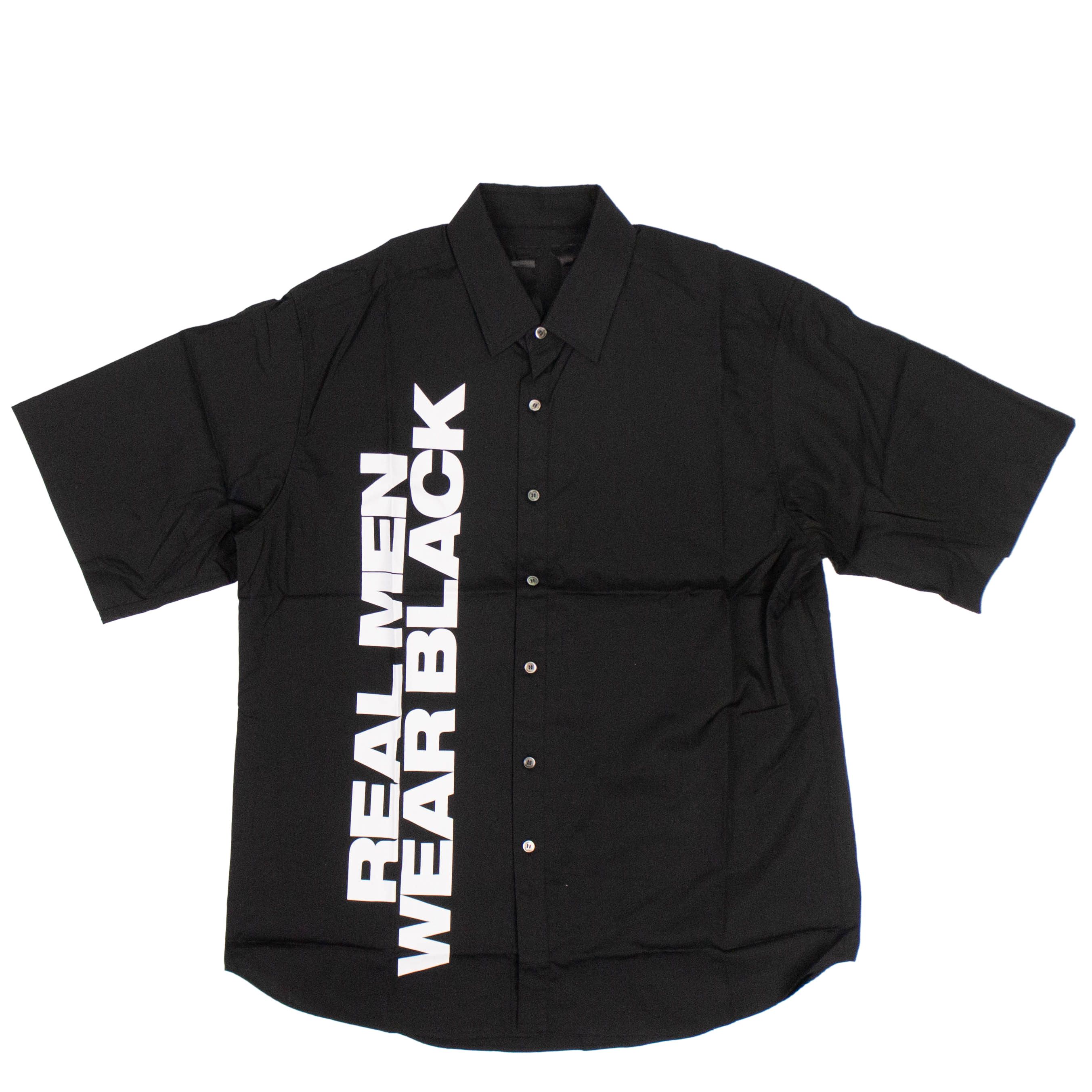 image of Vlone Black Real Men Wear Black Button Down Short Sleeve Shirt Size Xl
