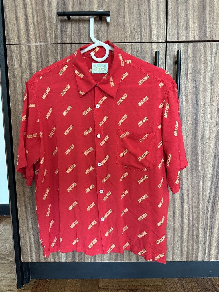 Aries Aries Arise All-Over Logo Red Bowling Shirt Size US S / EU 44-46 / 1 - 4 Thumbnail