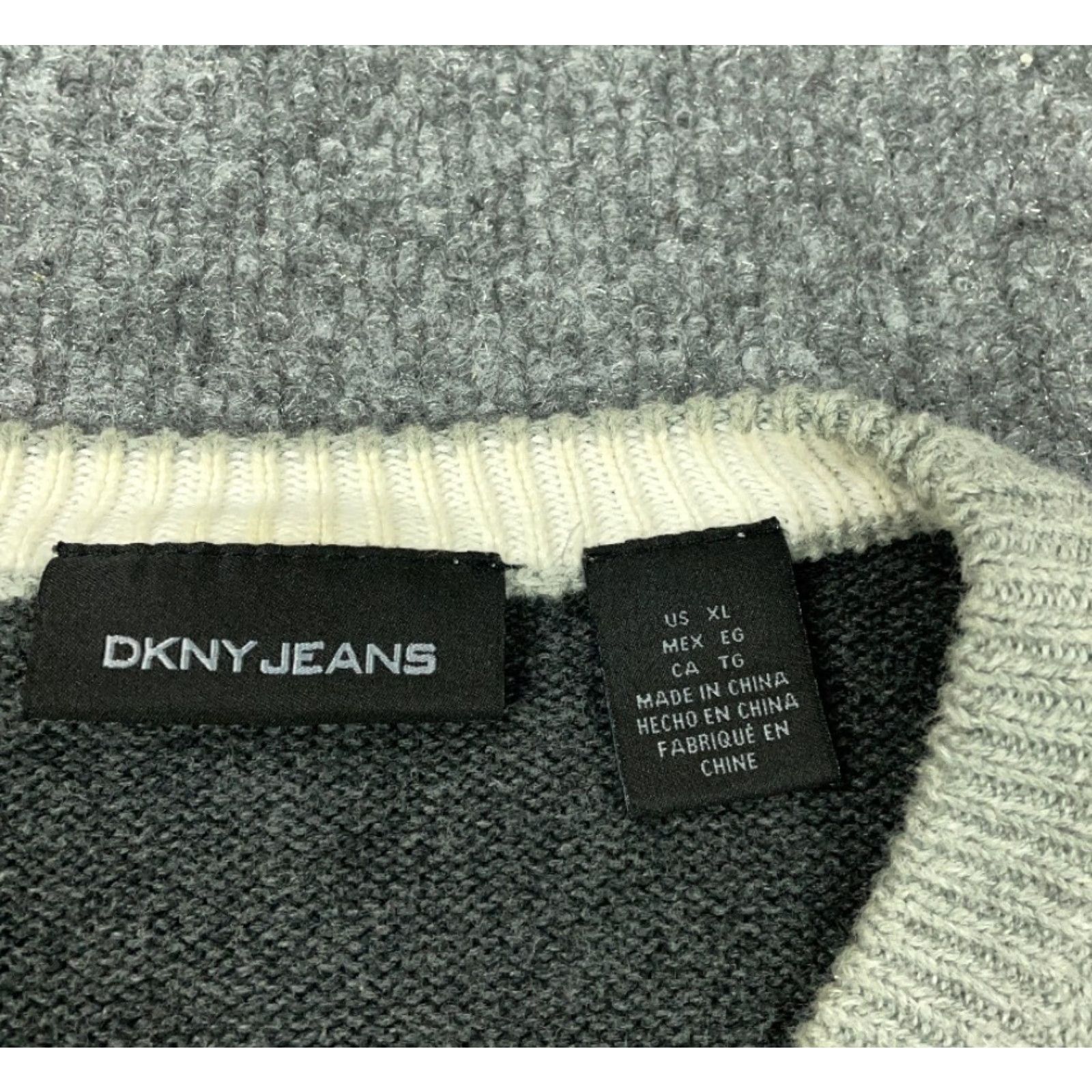 DKNY VINTAGE DKNY Striped Crew Neck Pullover Sweat er Adult XL Gray Cotton Knit 90s Hip Hop Retro Logo - Mens Size US XL / EU 56 / 4 - 3 Thumbnail