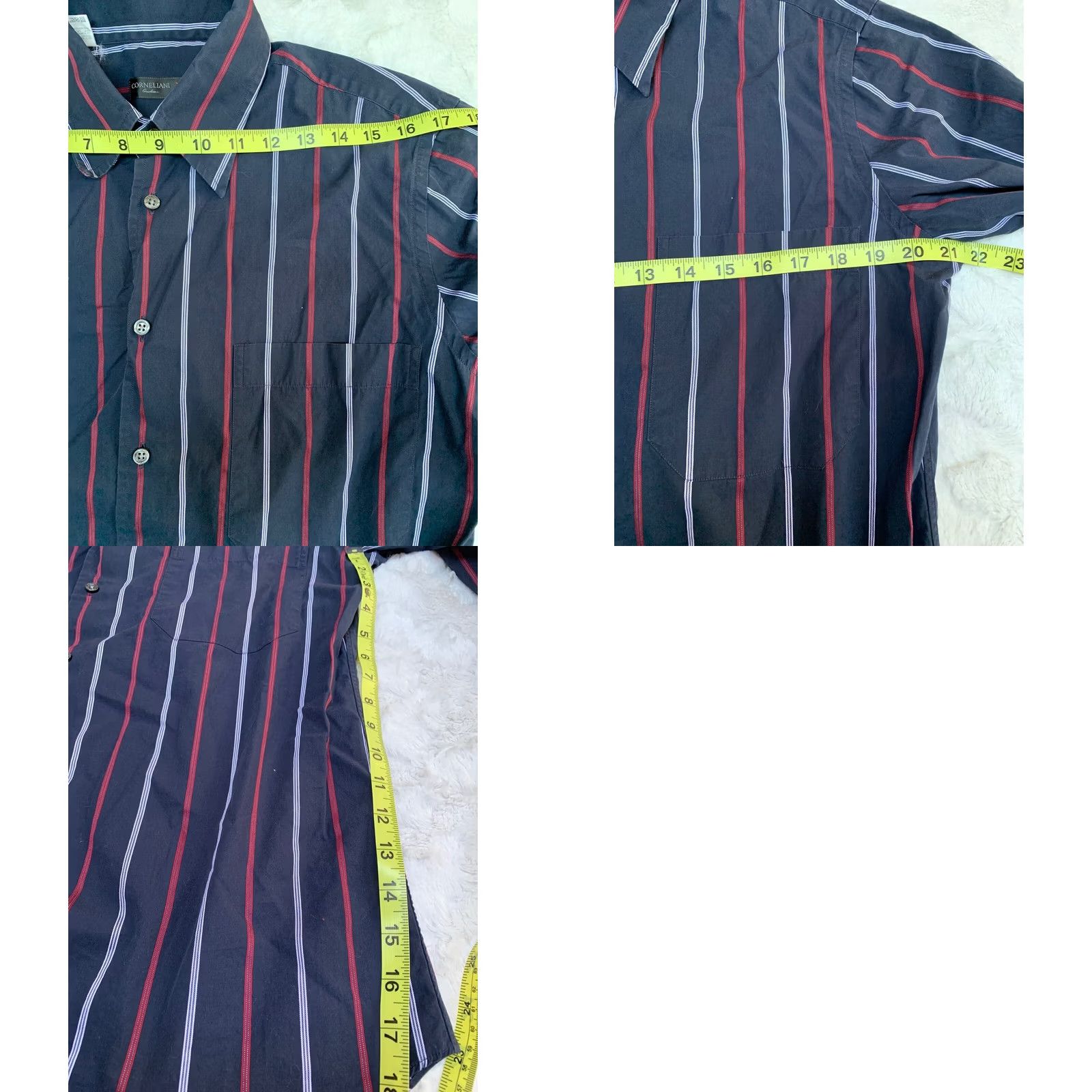 Corneliani VINTAGE Corneliani Shirt Mens Medium Blue Red & White Stripes Italian Made Cotton Casual Size US M / EU 48-50 / 2 - 8 Thumbnail